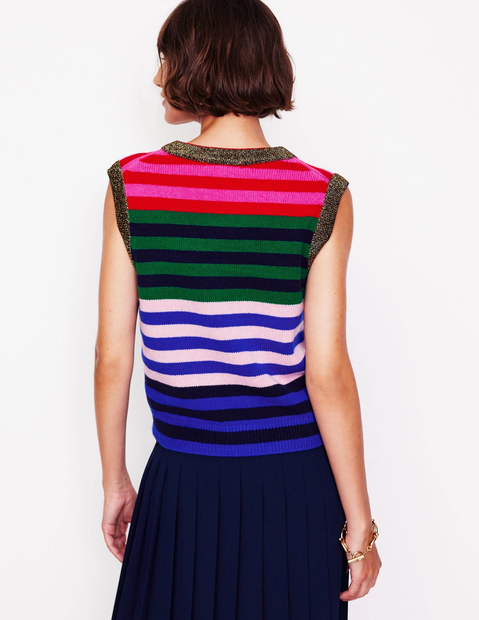 Quick Dry Weaving TemperatureRegulating Yarn Olivia Merino Tank-Multi, Rainbow Stripe