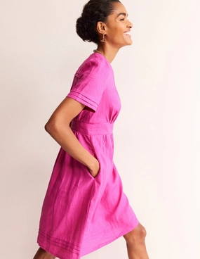 All Time Date night Eve Linen Short Dress-Rose Violet