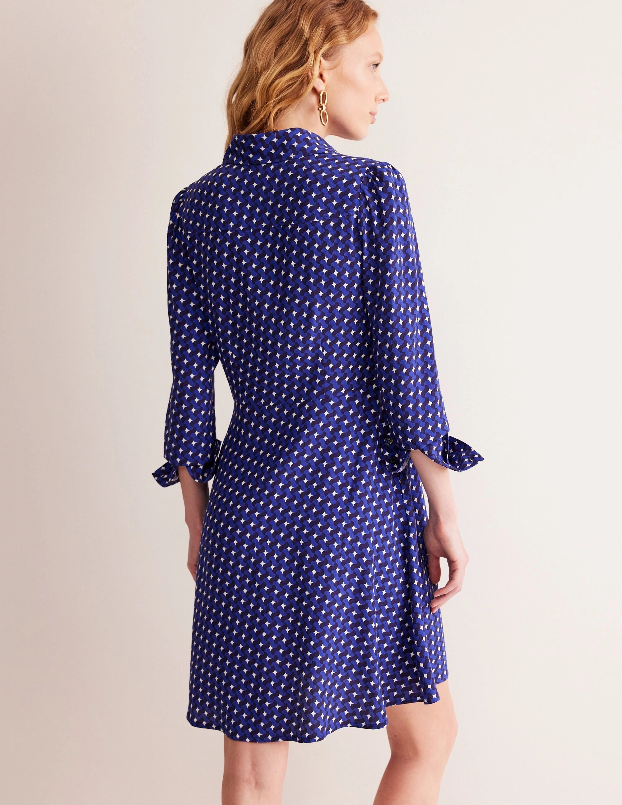 Pocket Detail Shirt Dress-Mazarine Blue, Terrace Swirl Day Glow