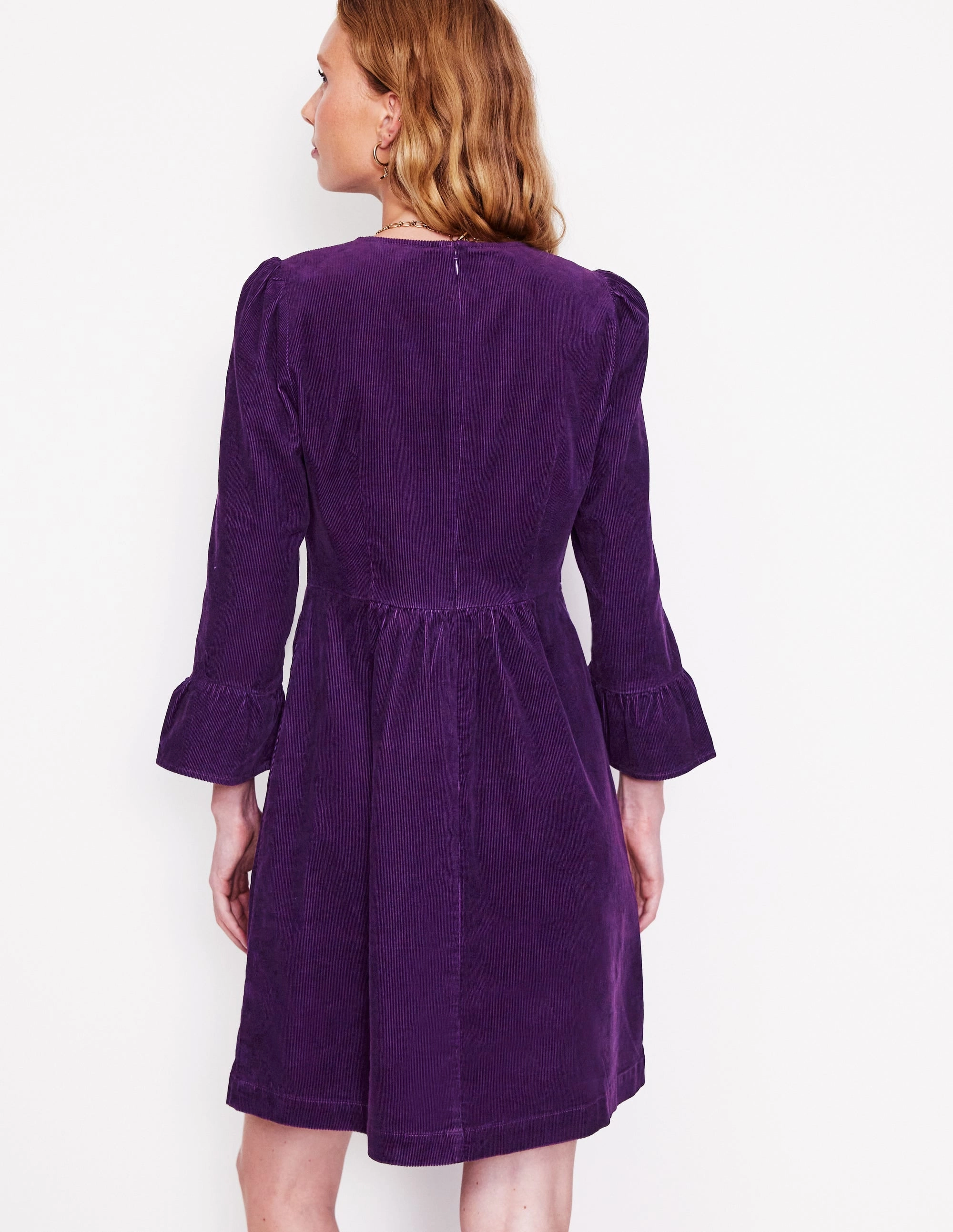 Ora Short Cord Dress-Damson Chic Statement