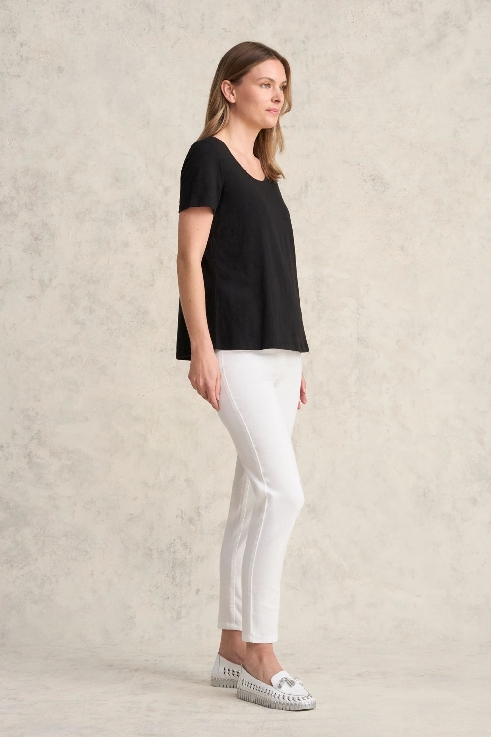 Multipurpose Layering Piece LowProfileDesign Organic Cotton Slub T-Shirt - Black