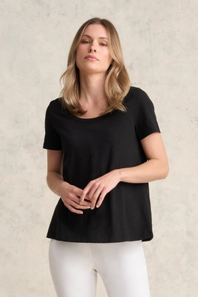 Organic Cotton Slub T-Shirt - Black UltravioletProtectionFabric
