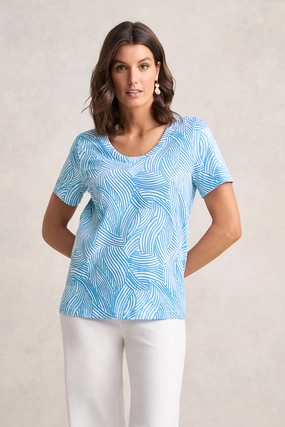 Organic Cotton Slub T-Shirt - Linear Curve Print TactileWeave
