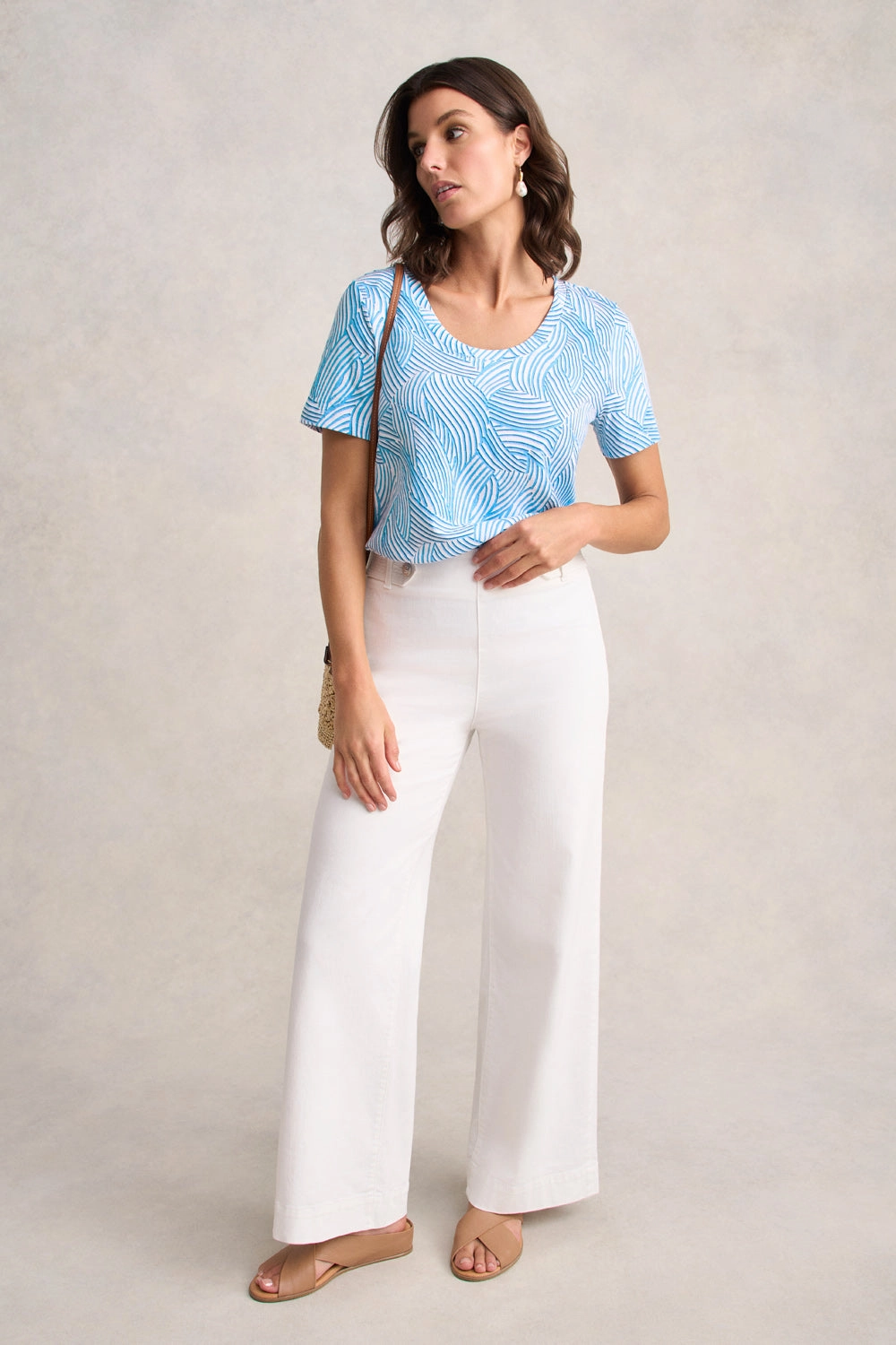 FourWayStretch Adaptive Fit Technology Organic Cotton Slub T-Shirt - Linear Curve Print