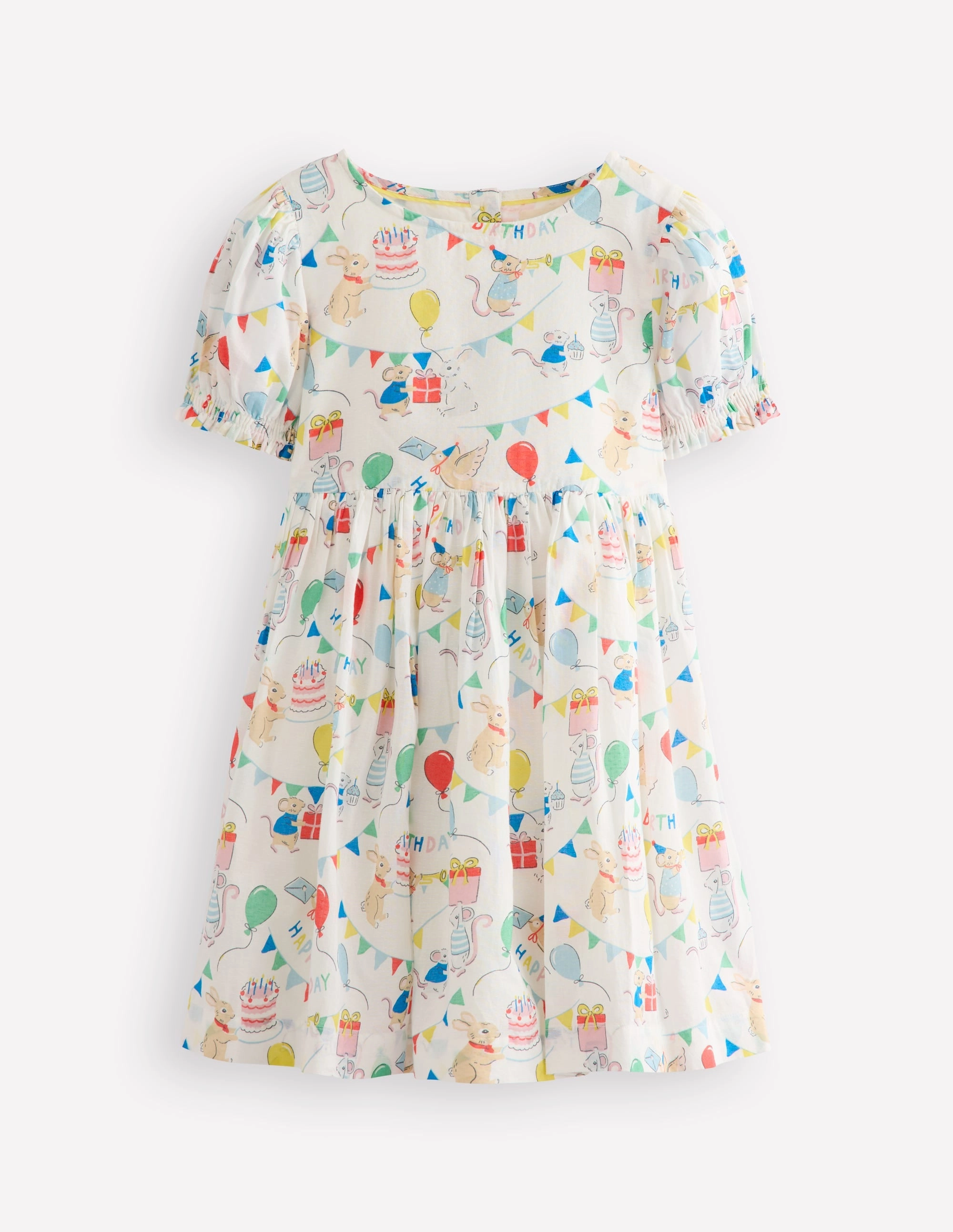 Madeline Woven Dress-Birthday Print Flower Soft Influencer-Style