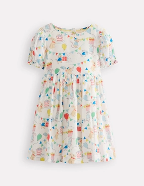 Madeline Woven Dress-Birthday Print Flower Soft Influencer-Style