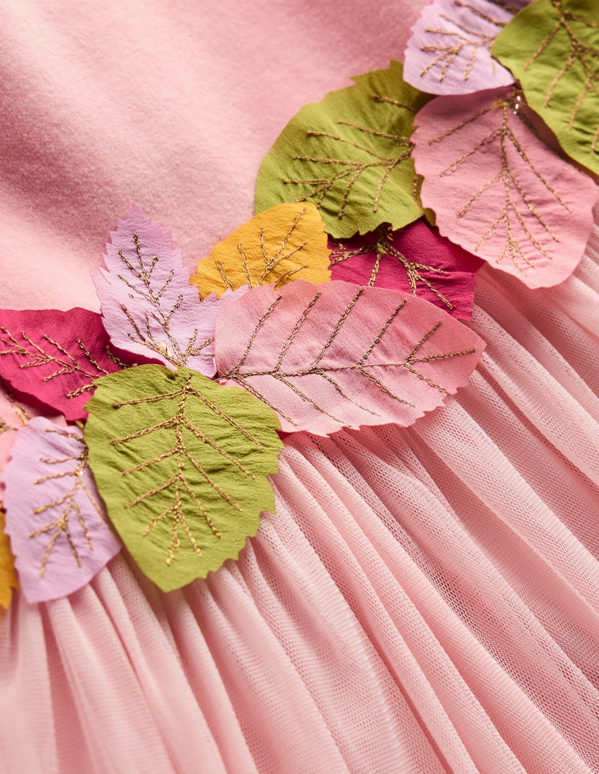 Ottilie Velvet Tulle Dress-Vintage Pink Autumn Leaves Smart Glide Satin Glow