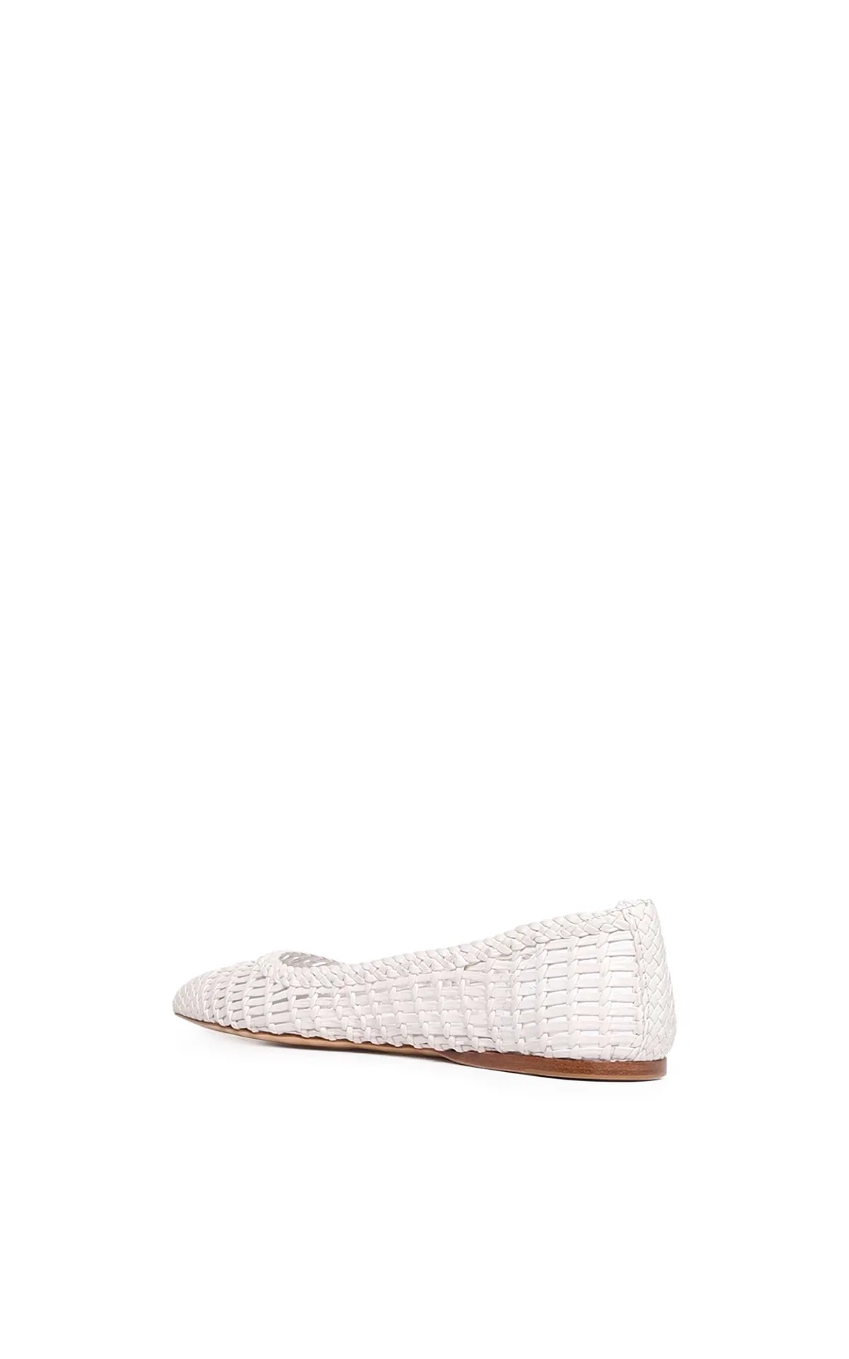 Comfort Grip Effortless Movement Aurora Braided Flat Shoe in Pearlized White Leather