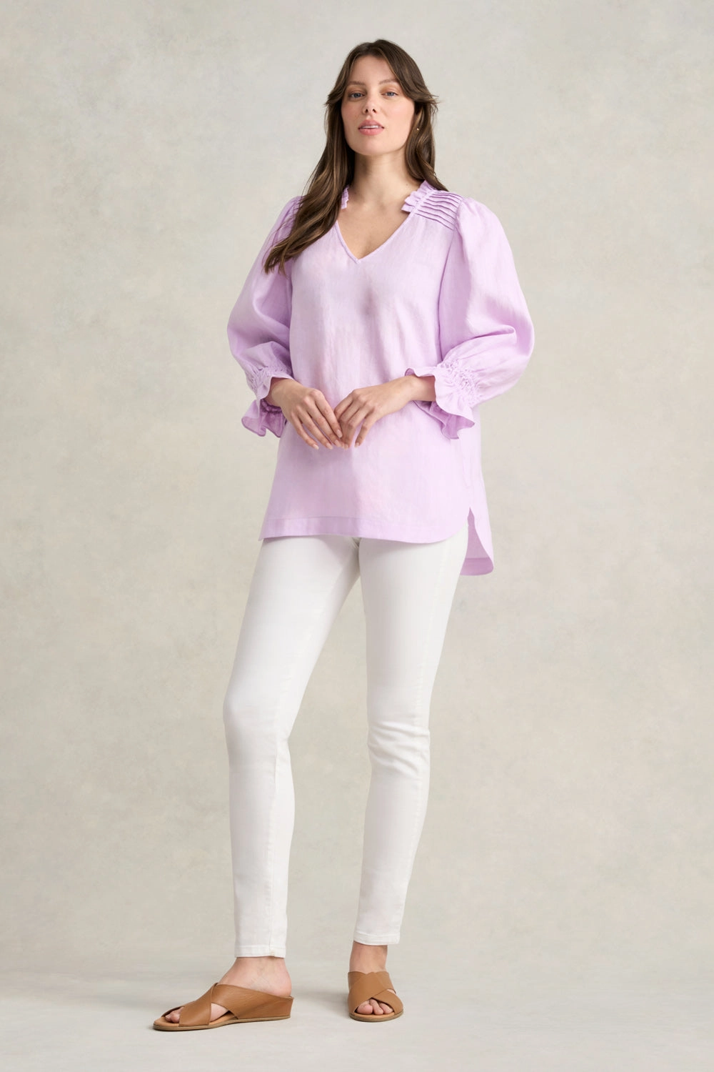 Linen Tunic - Lavender Stretchable Material