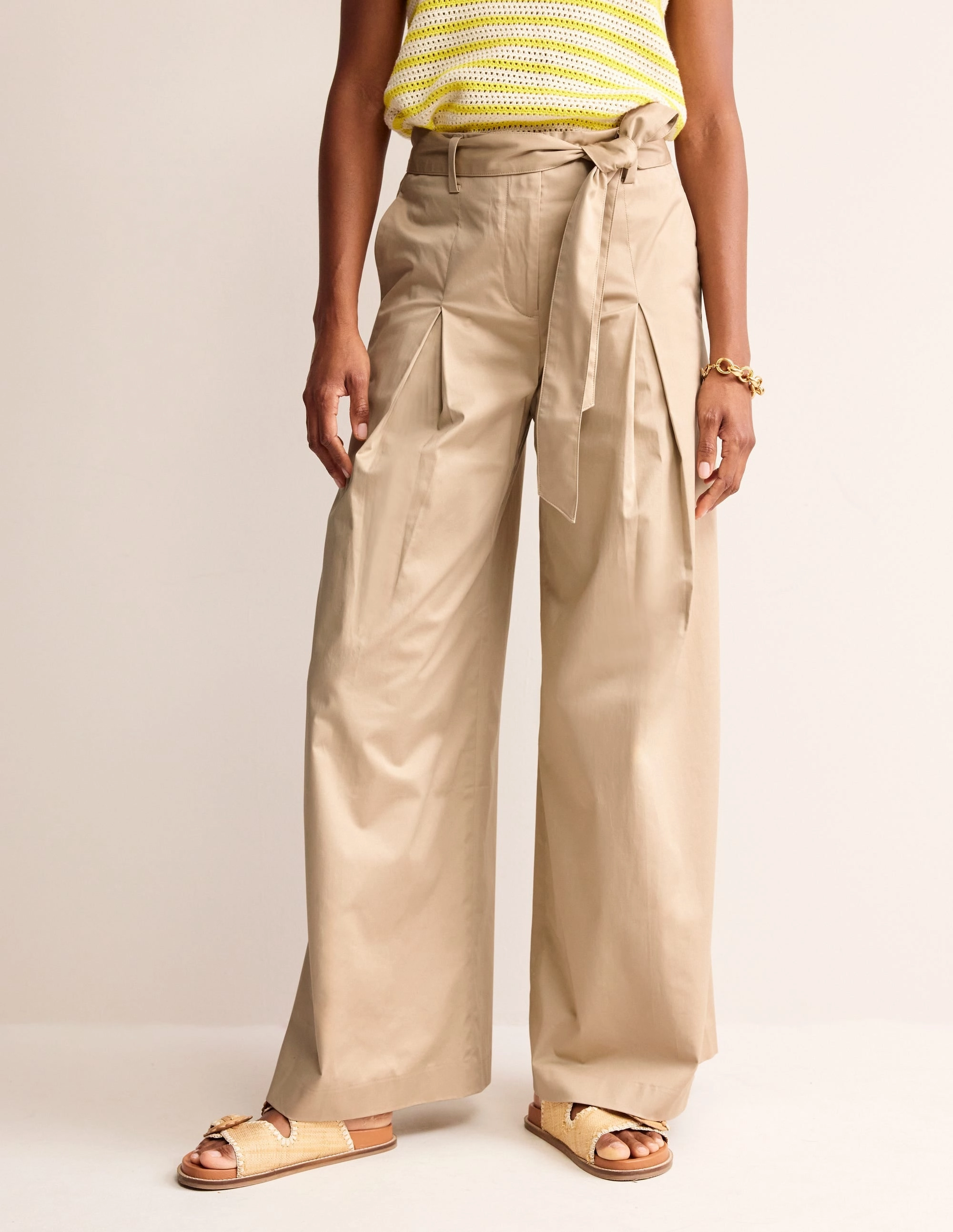 Palazzo Cotton Sateen Trousers-Neutral Chilly Day Layers