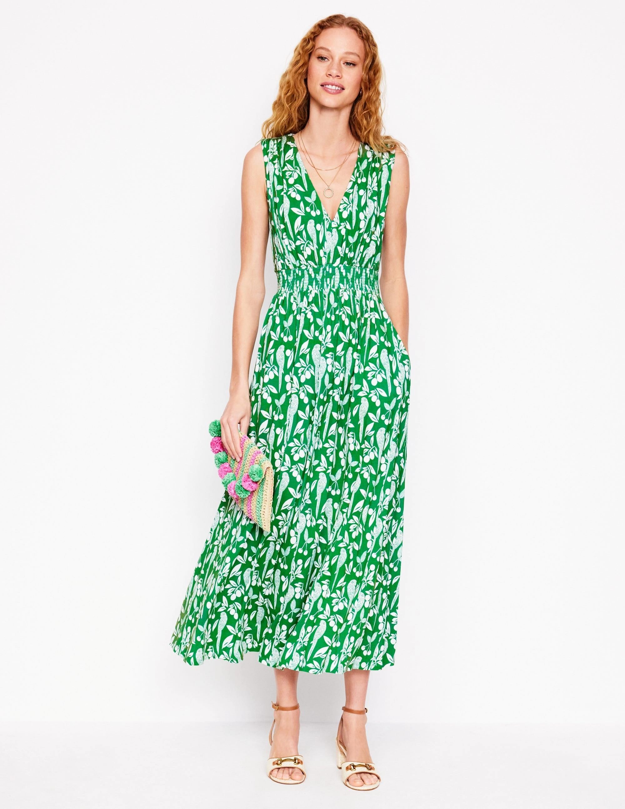 Paloma Jersey Maxi Dress-Rich Emerald, Parrot Pop Urban Style Magnetic-Closure