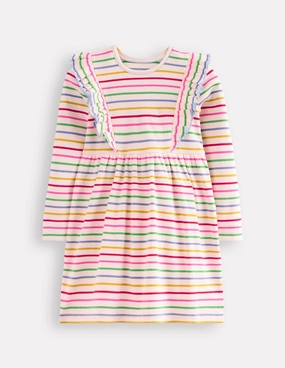 Outfit Core Ruffle Rib Jersey Dress-Multi Rainbow Stripe