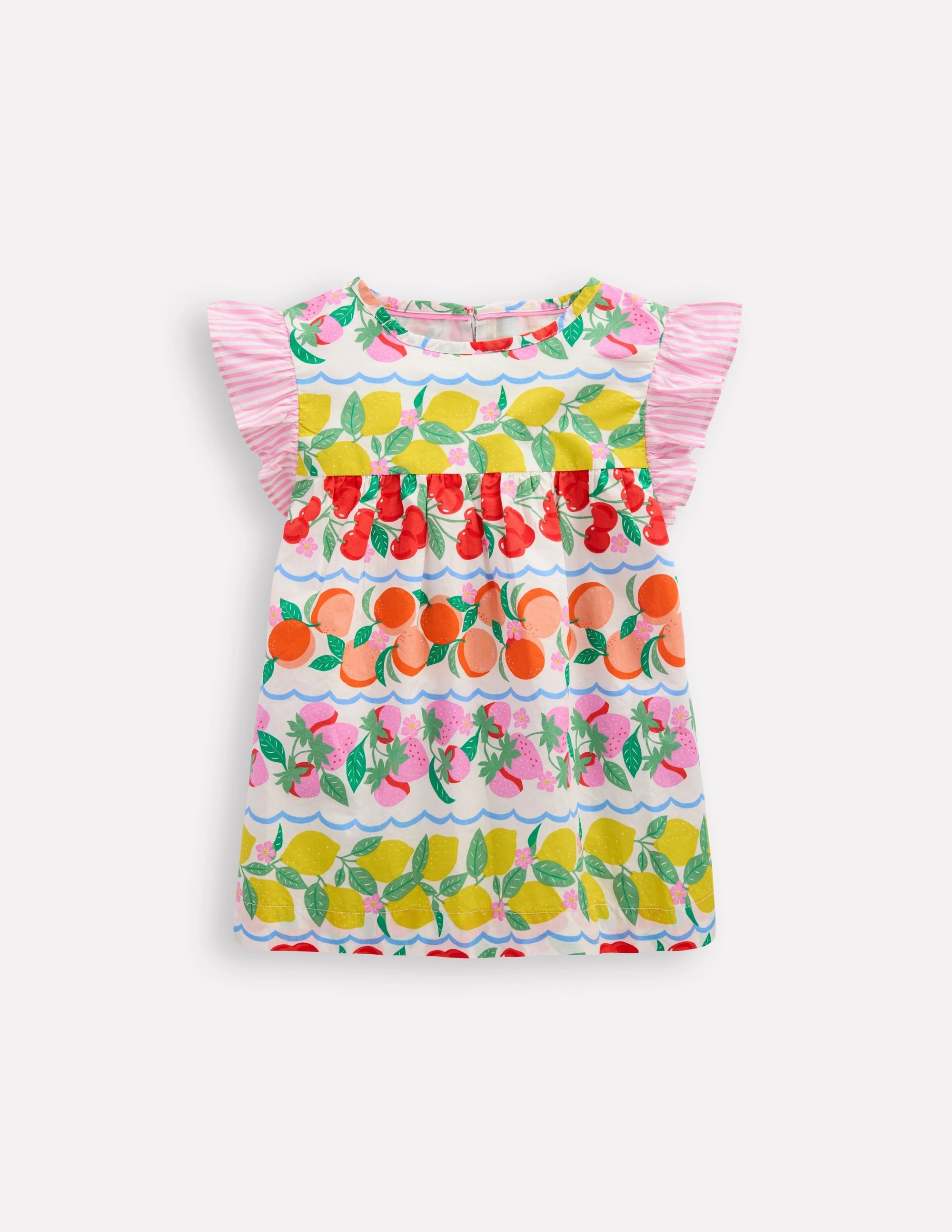 Sport Flex Frill Sleeve Woven Top-Rainbow Fruit Stripe