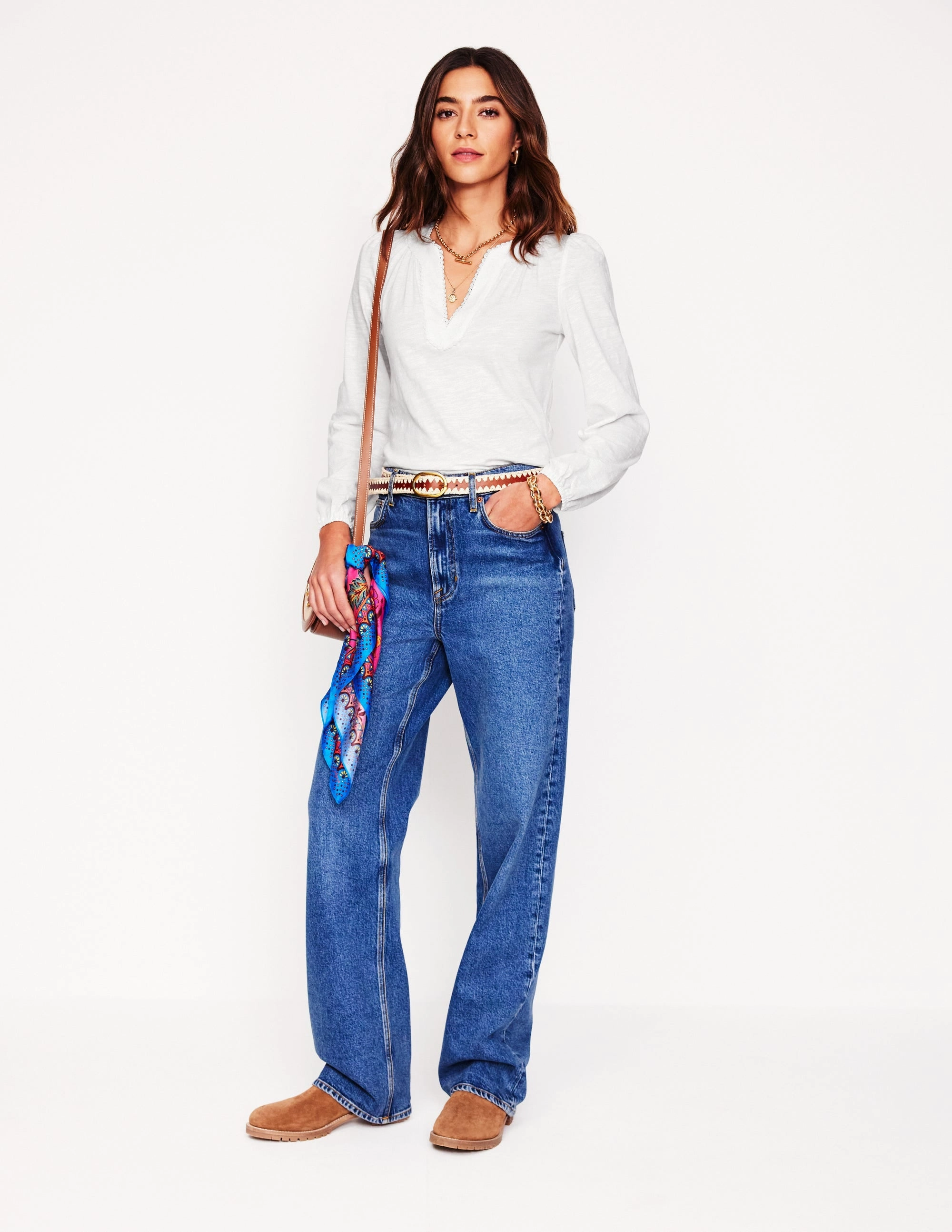 Everyday Style Trend Ava Long Sleeve Trim Top-White