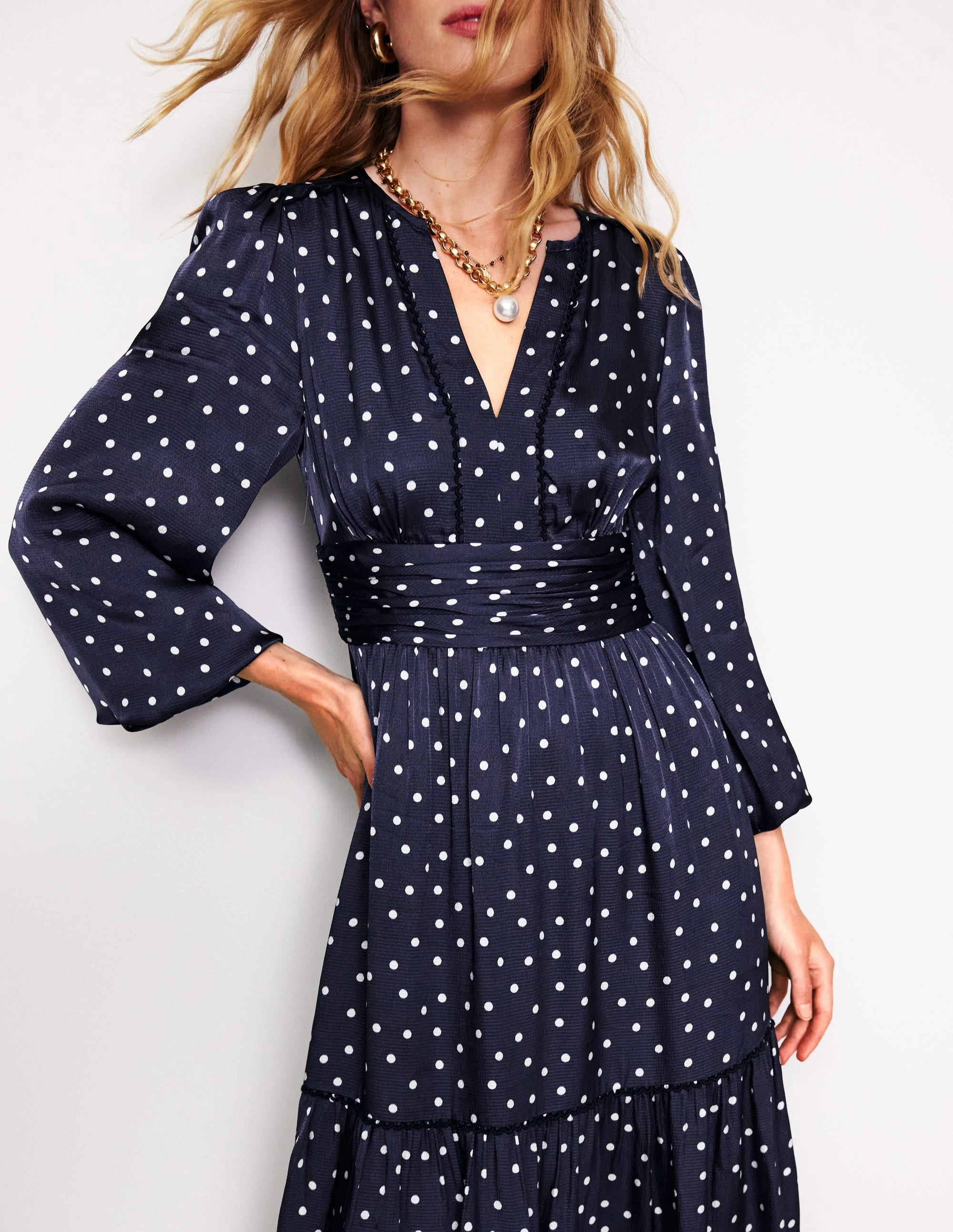 Pippa Satin Maxi Dress-Navy, Sparse Spot Work Flex