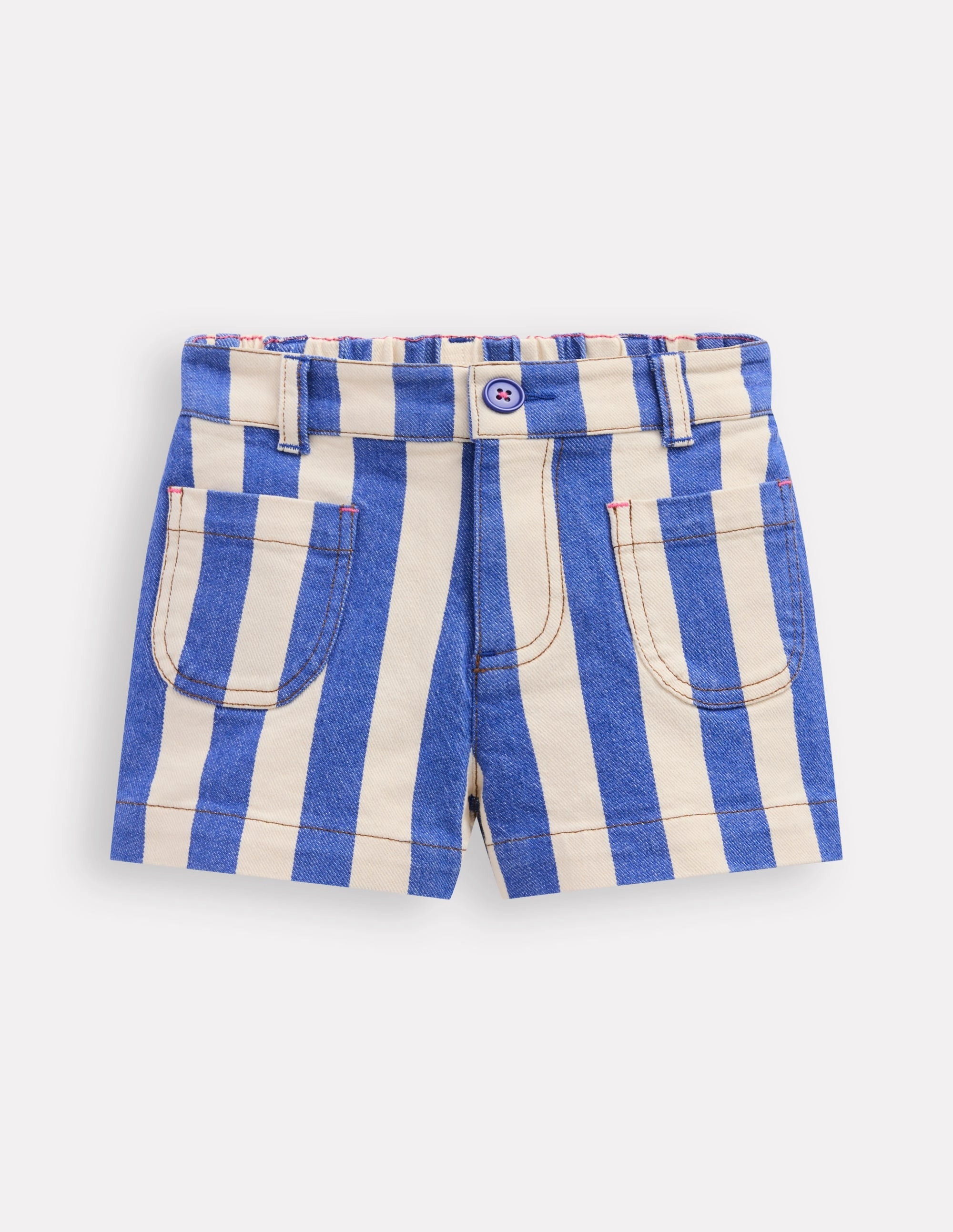 Patch Pocket Shorts-Orion Blue/ Ivory Comfort Cushion Mid - rise