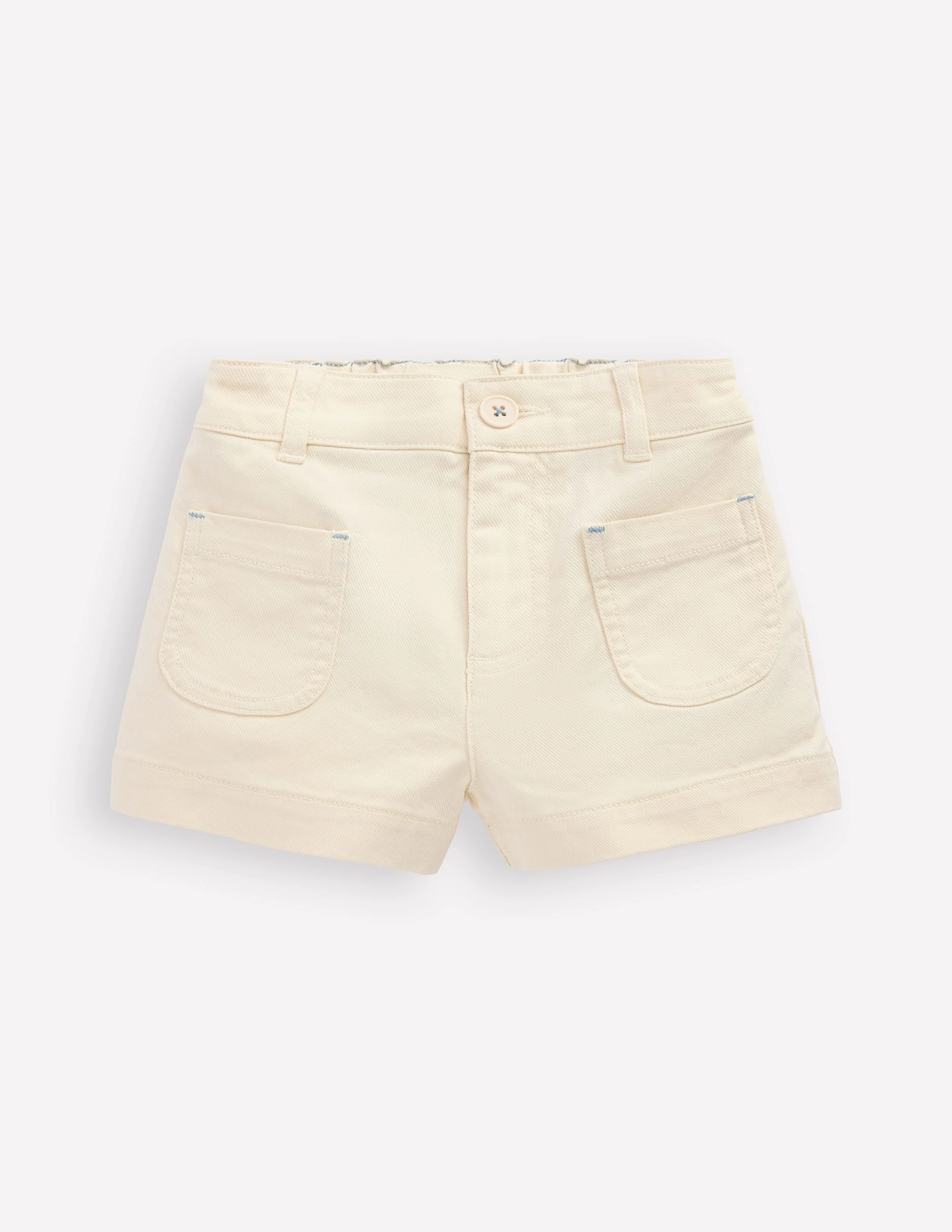 School Uniform Chic Comfort Patch Pocket Shorts-Vanilla White