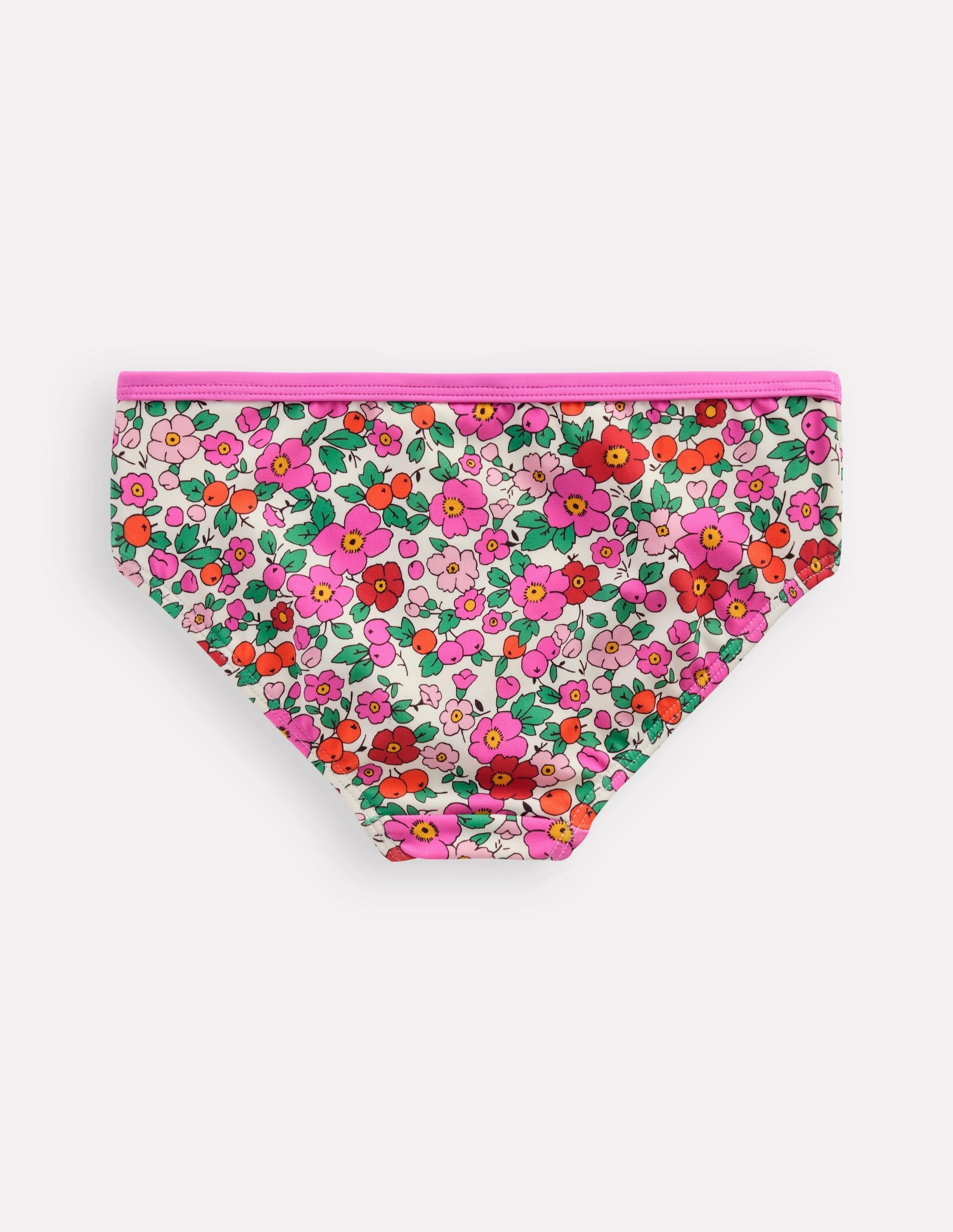 Patterned Bikini Bottoms-Pink Apple Blossom Floral Vacation Life Sand Release Weave