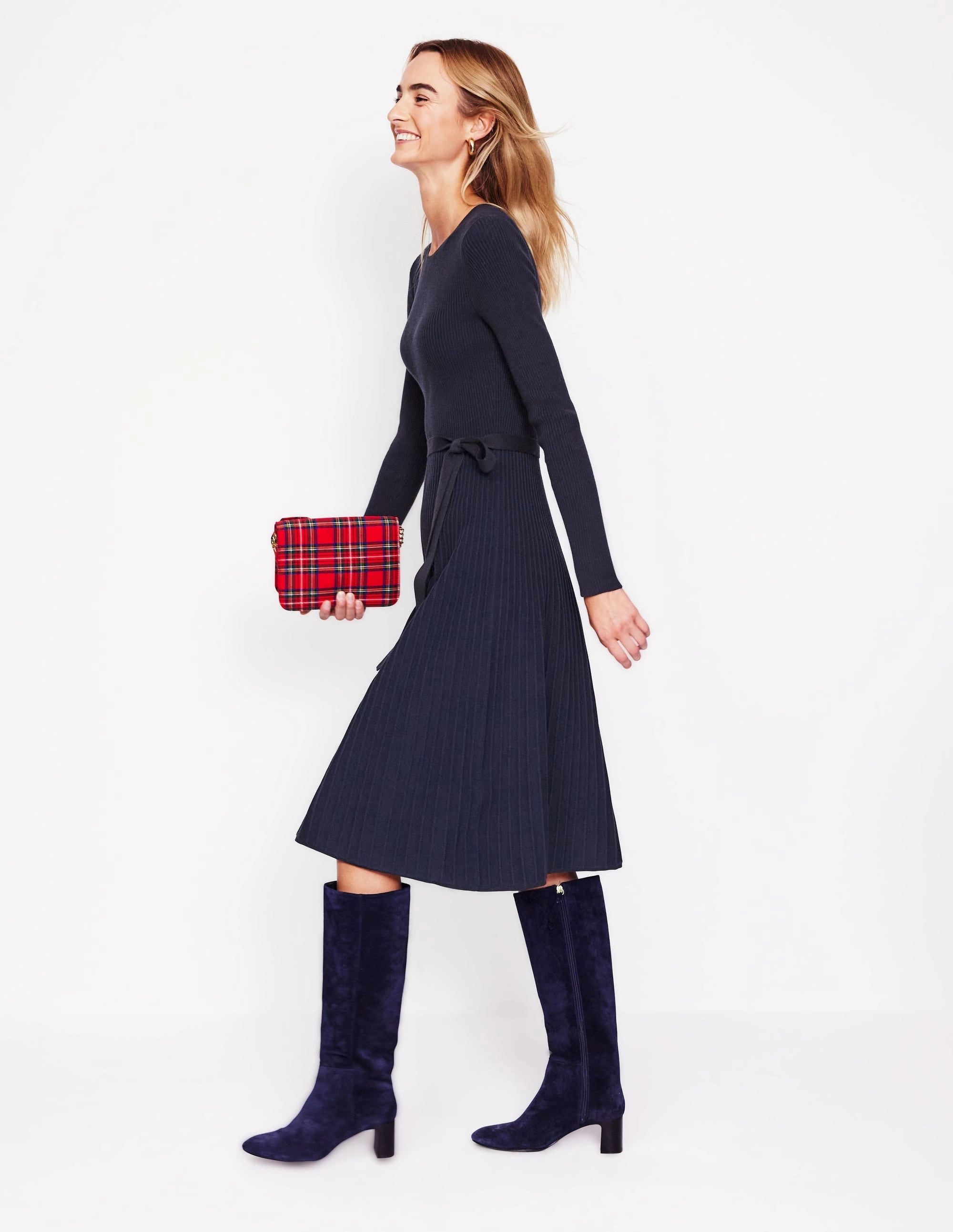 Lola Knitted Midi Dress-Navy, Black Plated Special-Edition All Season Style