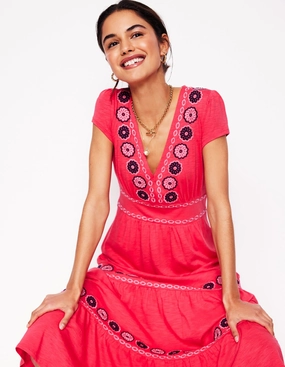 Eloise Embroidered Midi Dress-Camelia Pink Urban Aesthetic Slim Shape