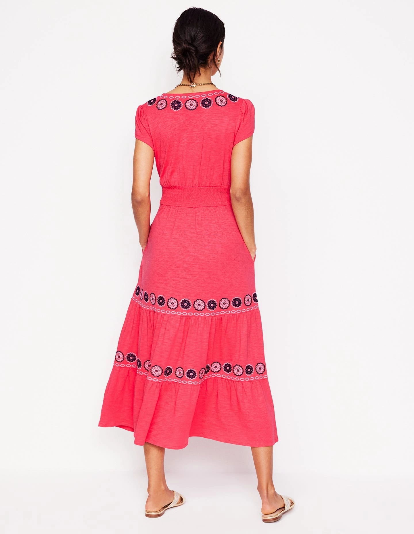 Eloise Embroidered Midi Dress-Camelia Pink Daywear Comfort