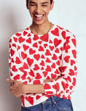 Eva Cashmere Crew Neck Jumper-Ivory, Heart Cluster Daily Essential