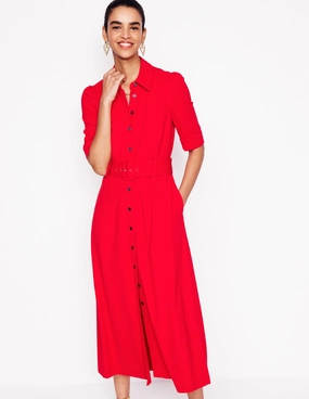 Layering Comfort Anita Ponte Shirt Dress-Poppy Red