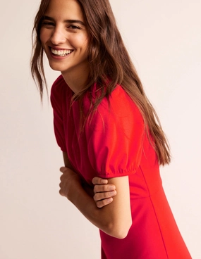 Nancy Ponte Midi Dress-Poppy Red Simple Comfort Perfectly Crafted