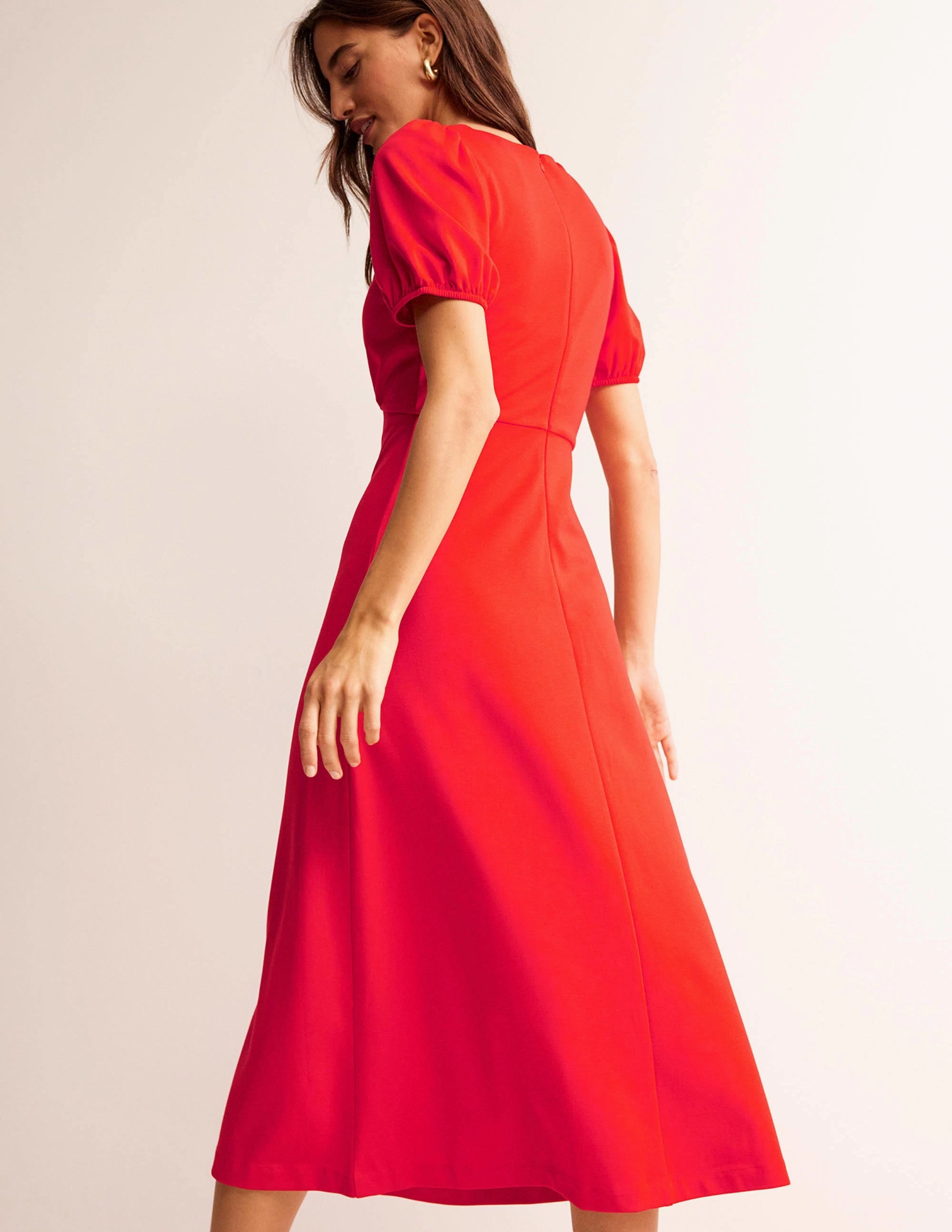Nancy Ponte Midi Dress-Poppy Red Trendy Comfort Breathable Layering