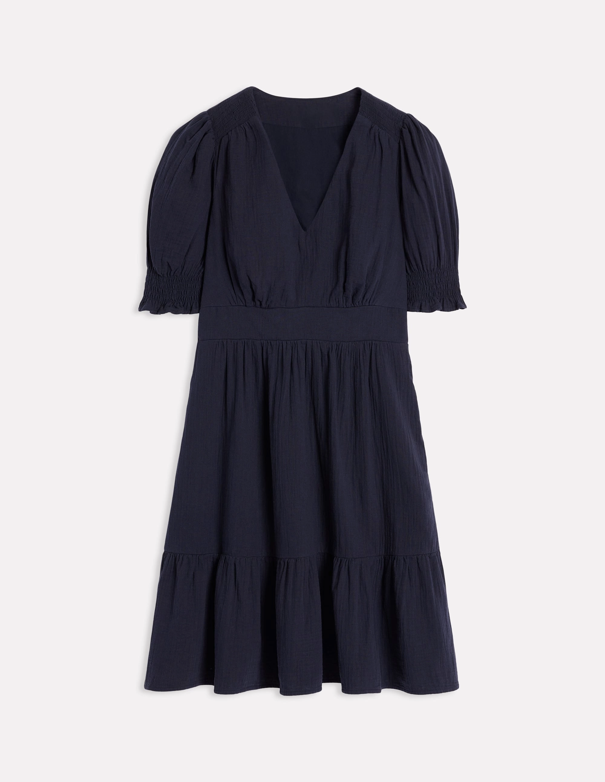 Elegant Flow Anna Double Cloth Short Dress-Navy