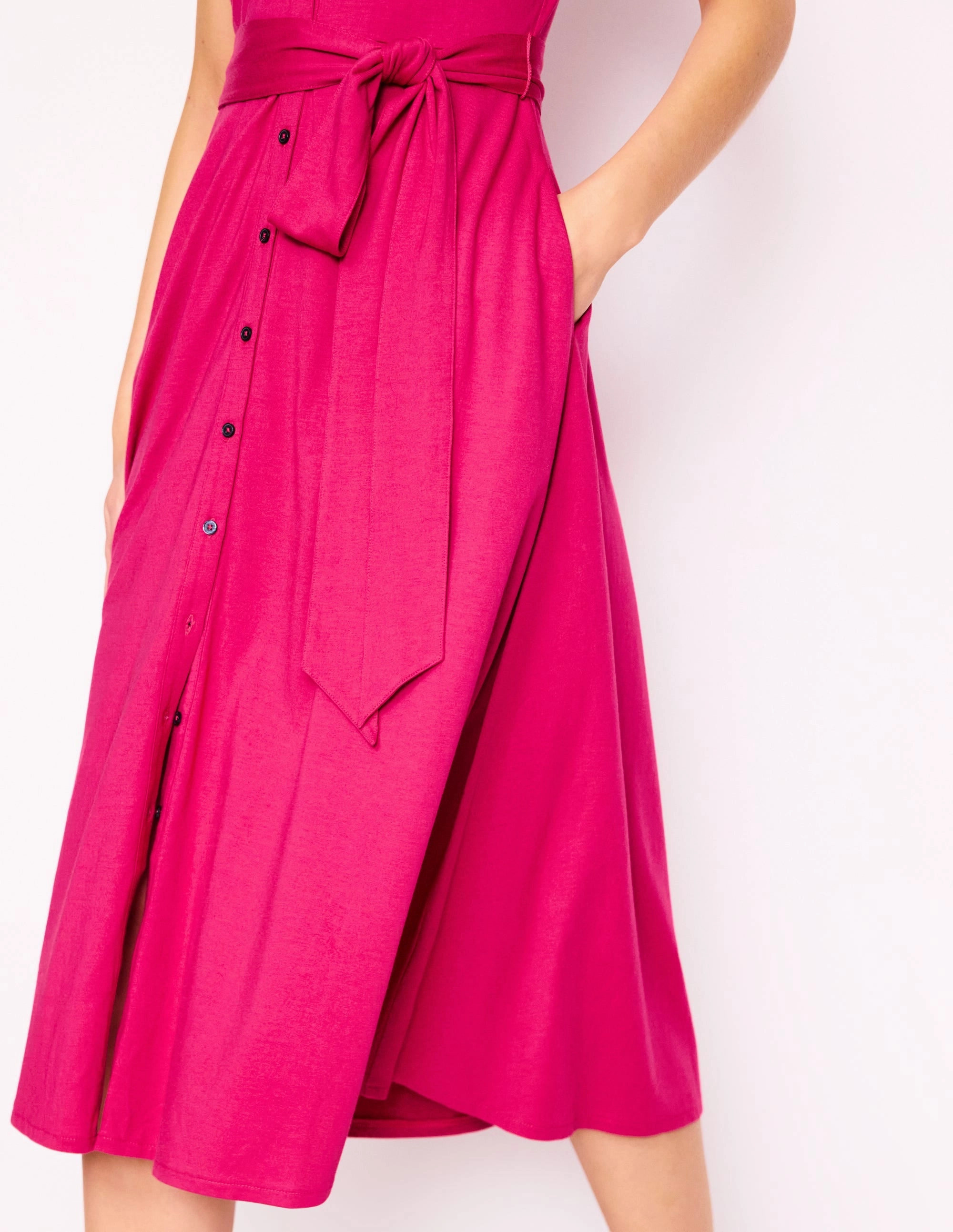 Sara Jersey Shirt Dress-Cherry Jam StretchableKnit Elegant Comfort