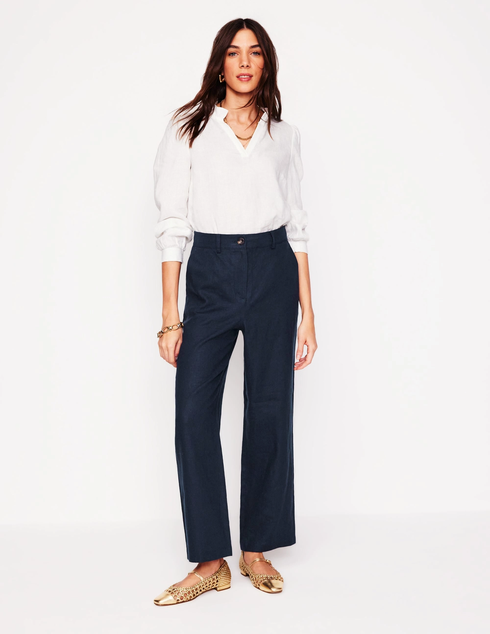 Westbourne Crop Linen Trousers-Navy Odor control Trendy Look