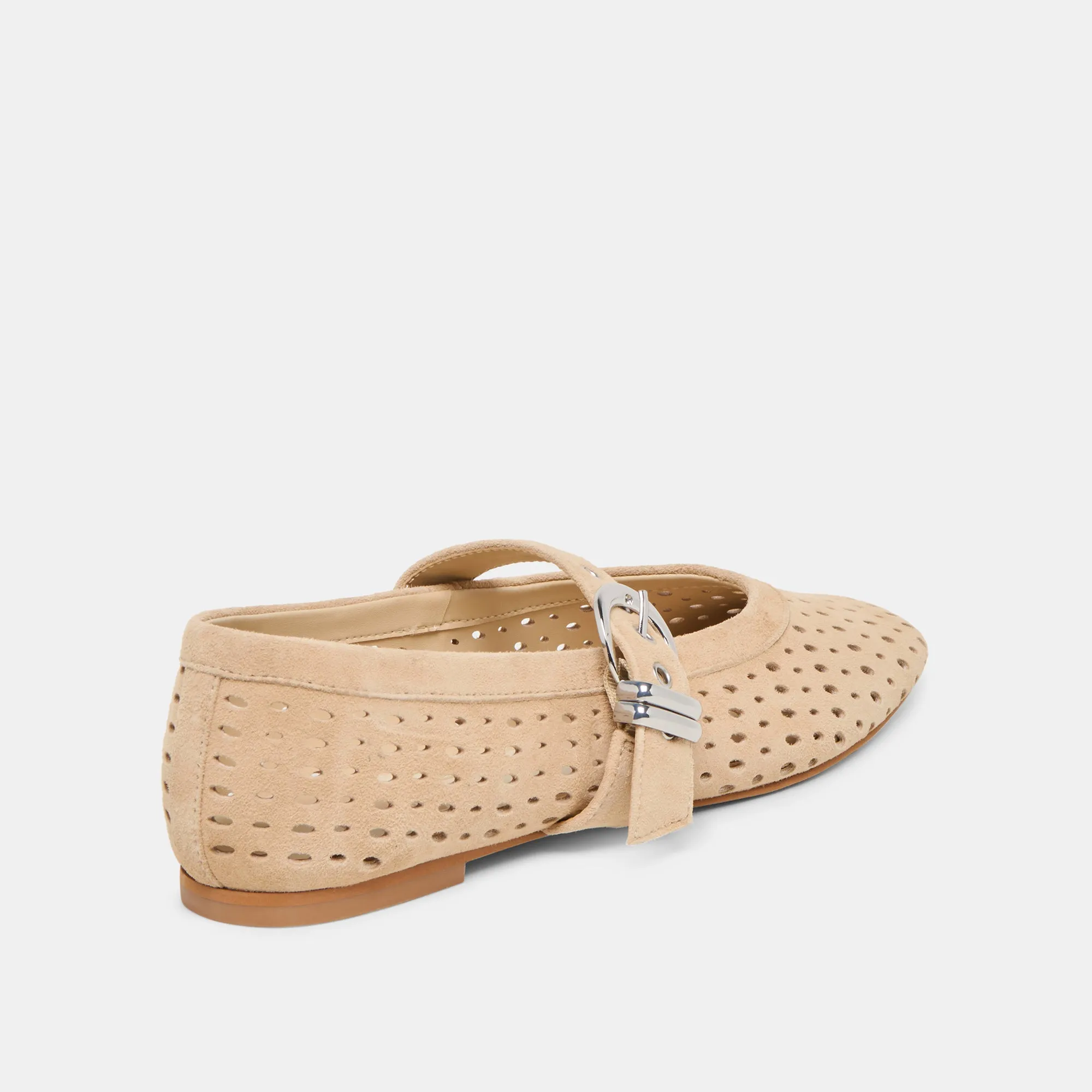 MIKEL BALLET FLATS CAMEL PERFORATED SUEDE Slip Guard