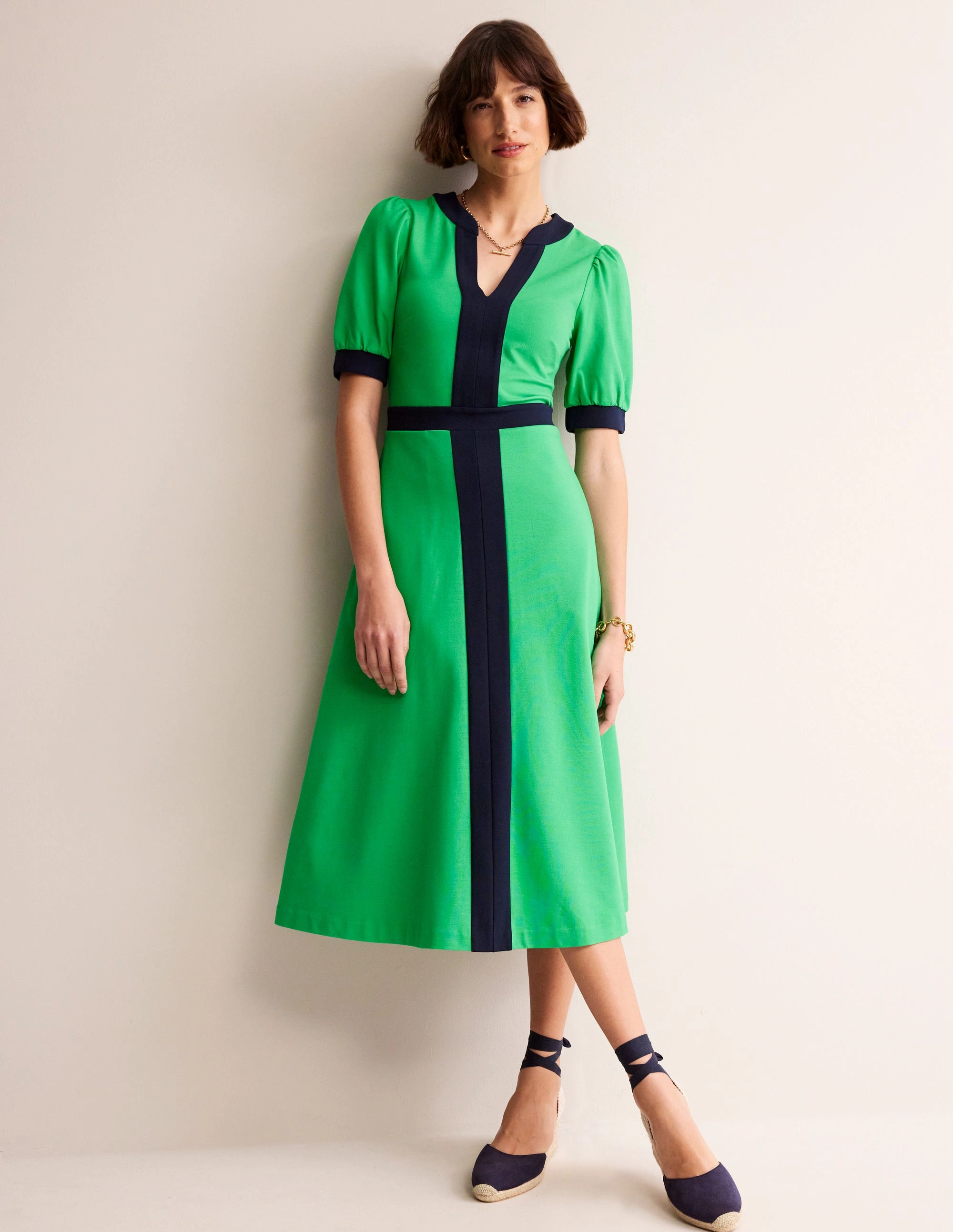Polished and Elegant Inclusive Fit Philippa Ponte Midi Dress-Green Tambourine
