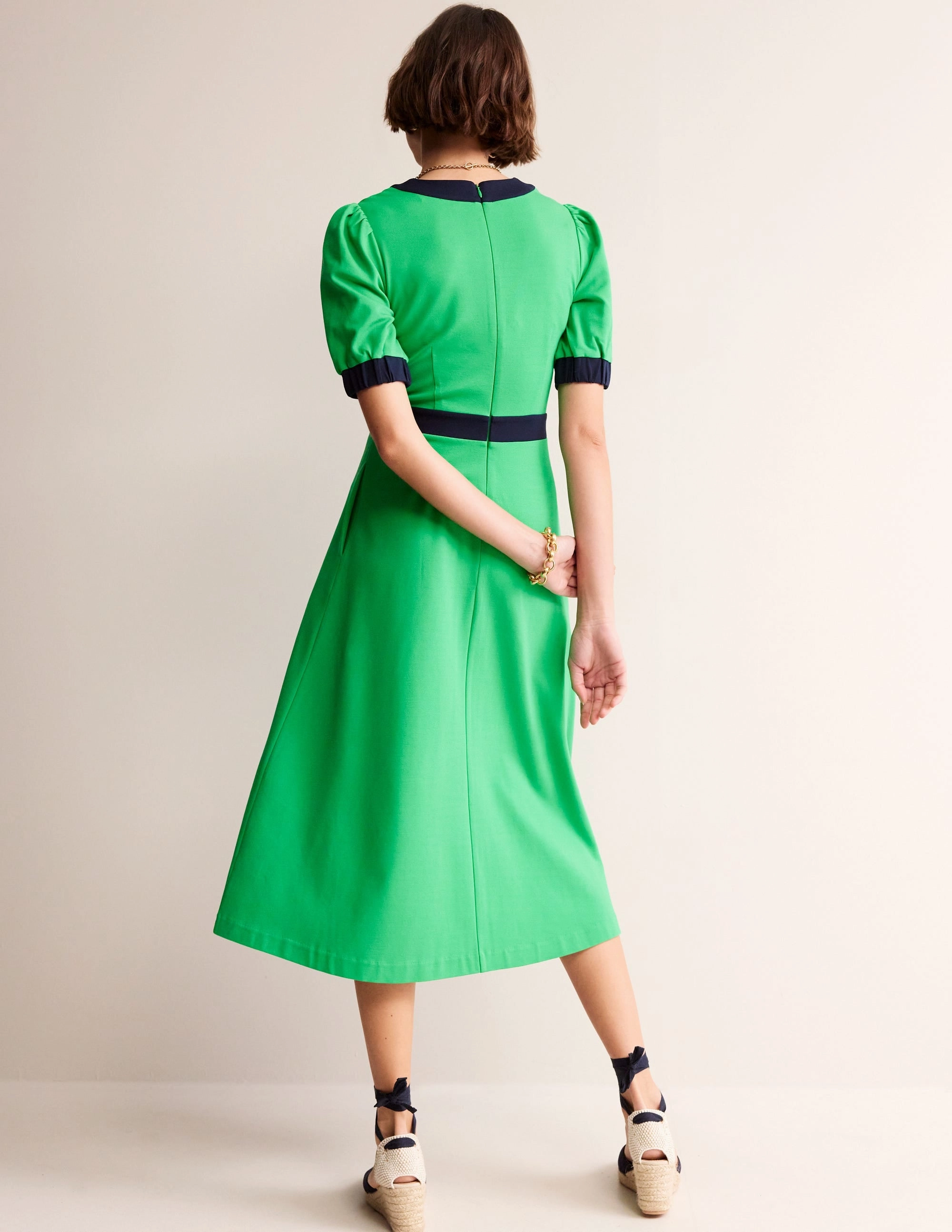 Stream Cut Tailored-fit Philippa Ponte Midi Dress-Green Tambourine