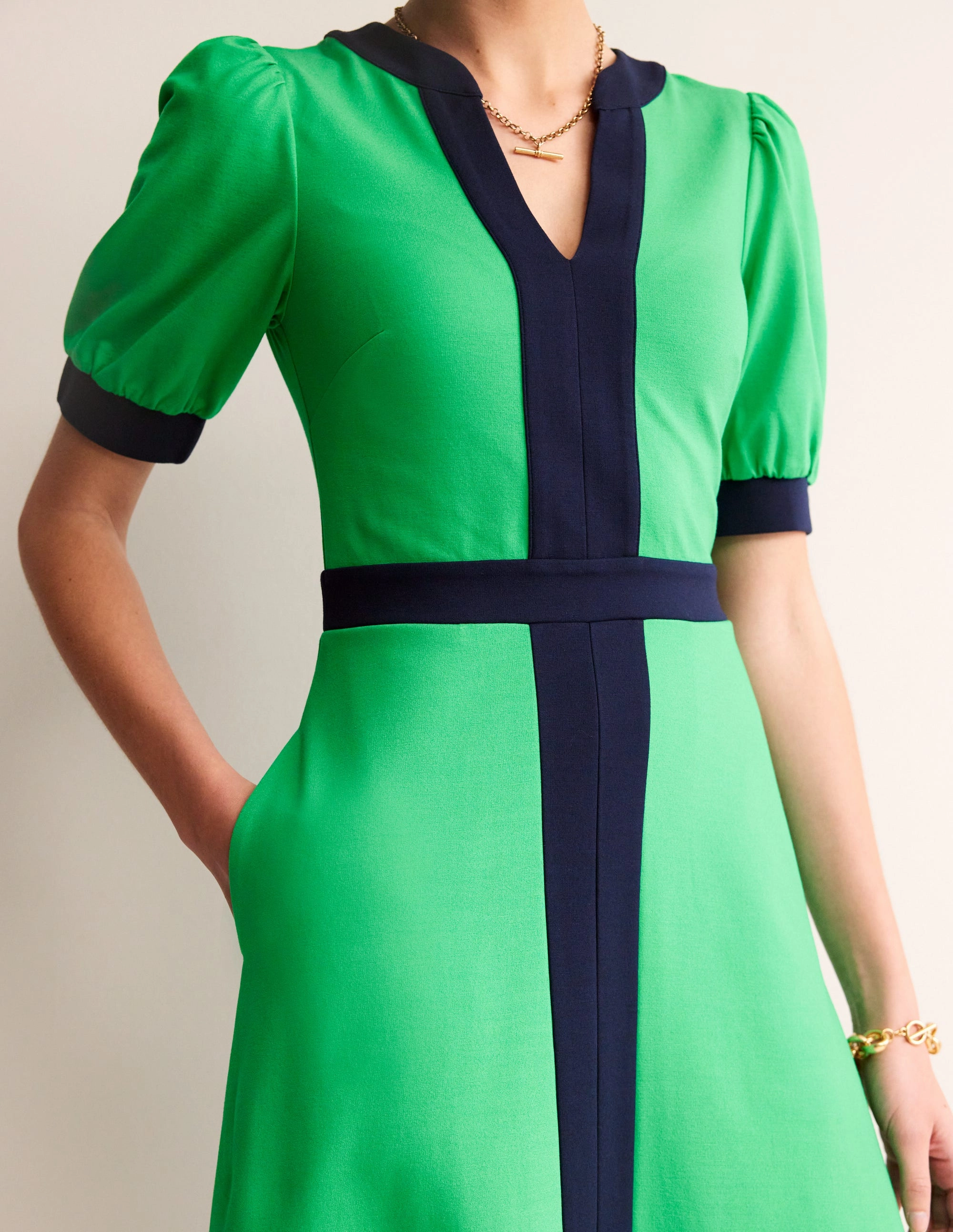 Open-back Philippa Ponte Midi Dress-Green Tambourine