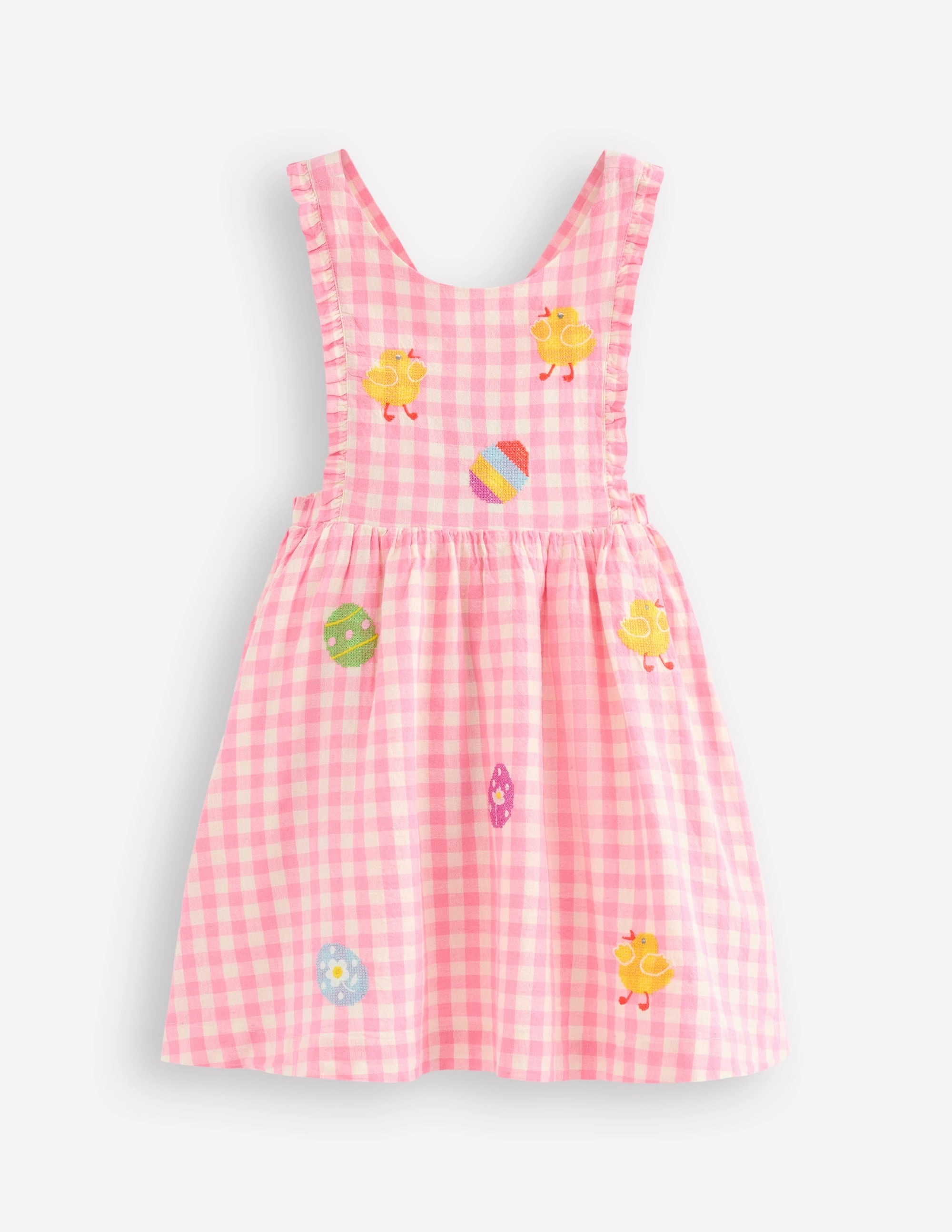 Pinafore Dress-Pink Gingham Easter Bow Soft