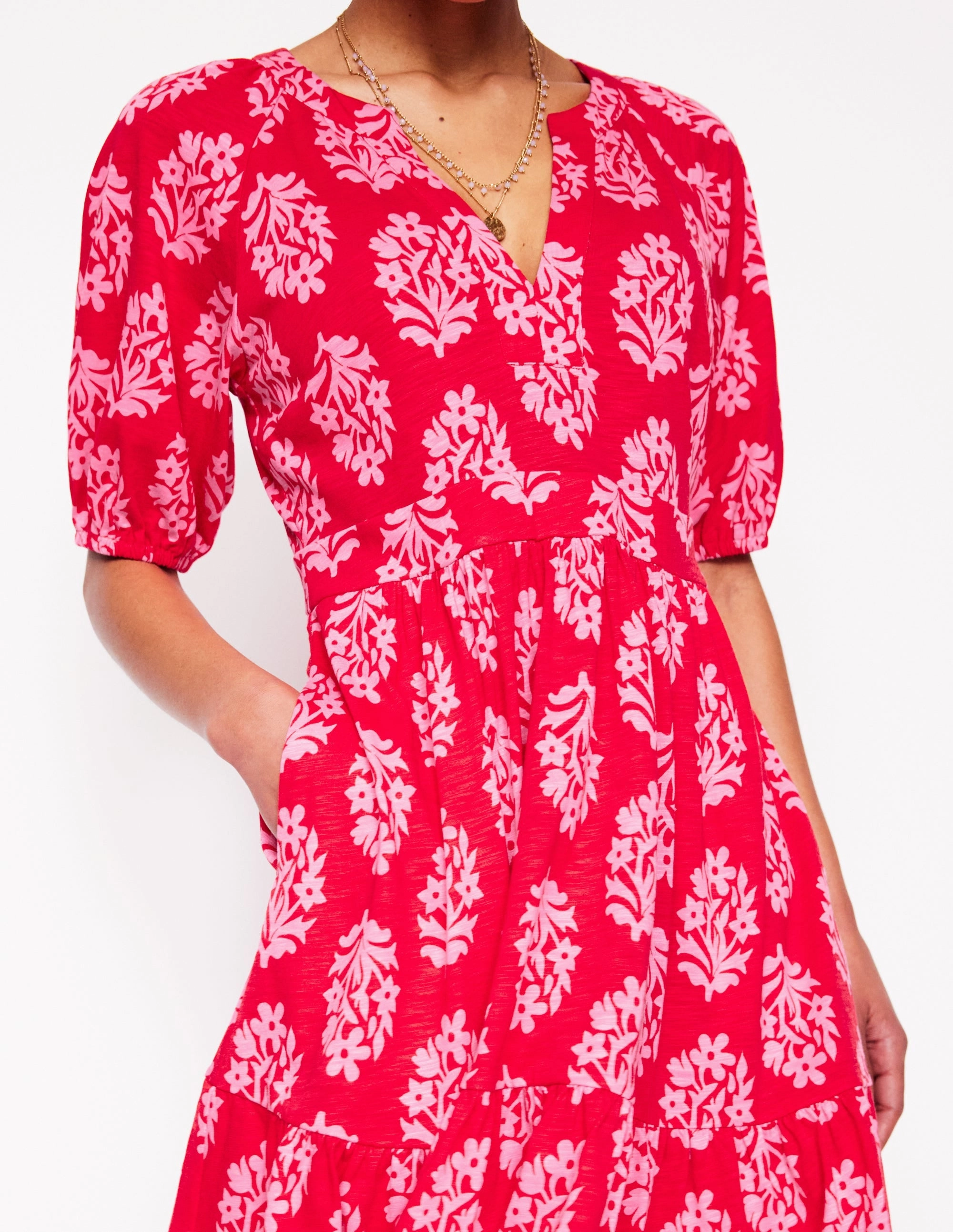 Chill Wear Cool Form Piper Short Jersey Dress-Poppy Red, Posy Stamp
