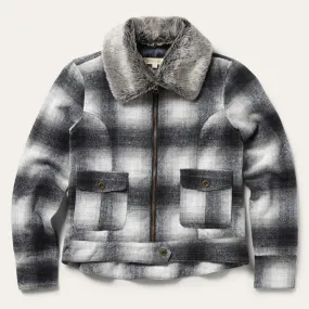 Plaid Cropped Jacket Sleek Outdoor Look Cold Season