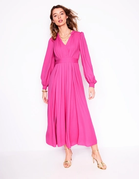 Pleat Detail Blouson Dress-Cosmos Pink Vibe Style