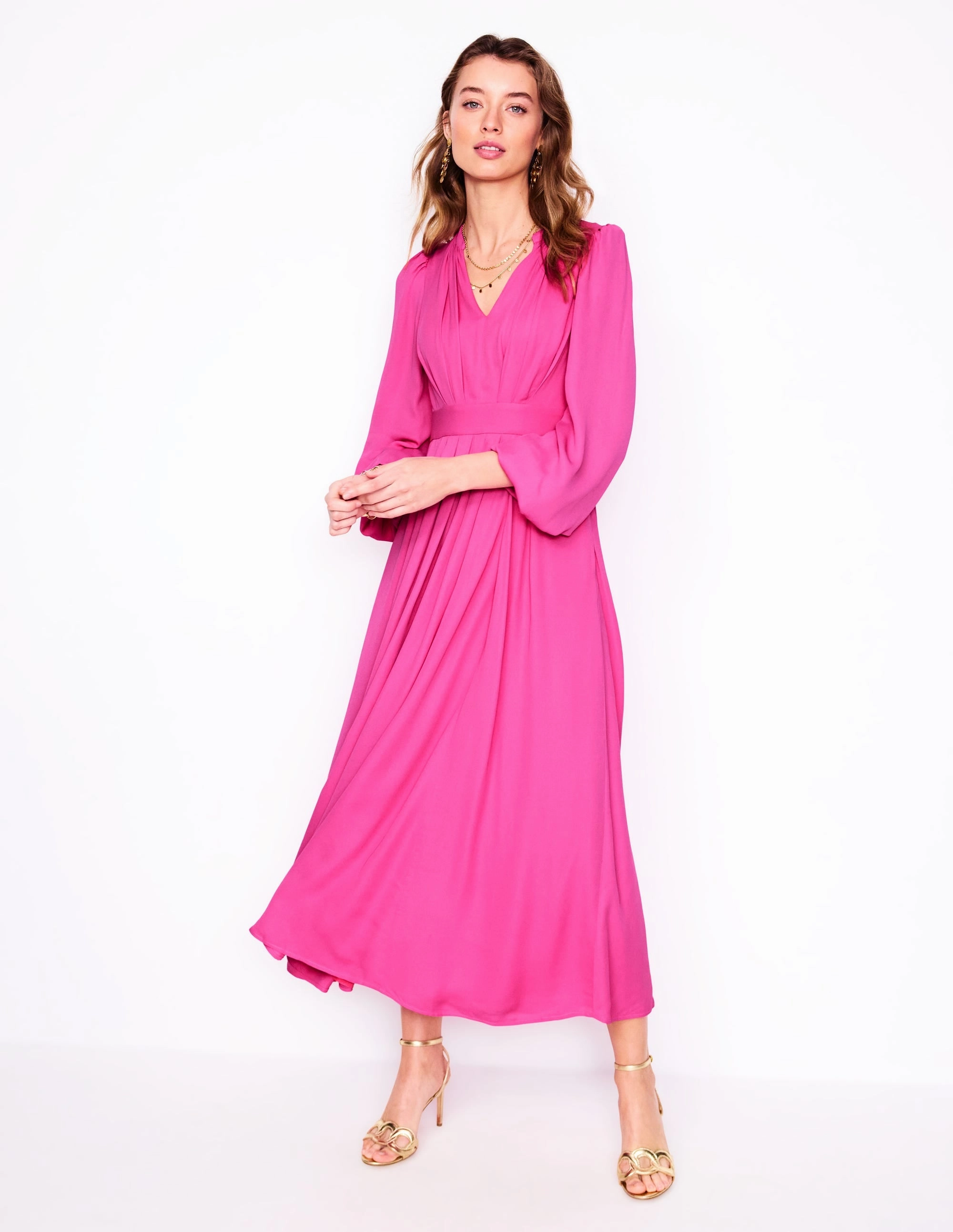 Profile Enhancer Smart Vibe Pleat Detail Blouson Dress-Cosmos Pink