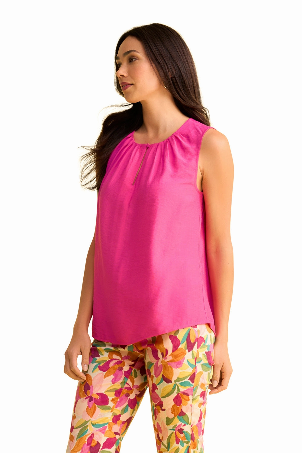 Hypoallergenic Textile Soft Touch Feel Pleat Detail Camisole - Bright Rose