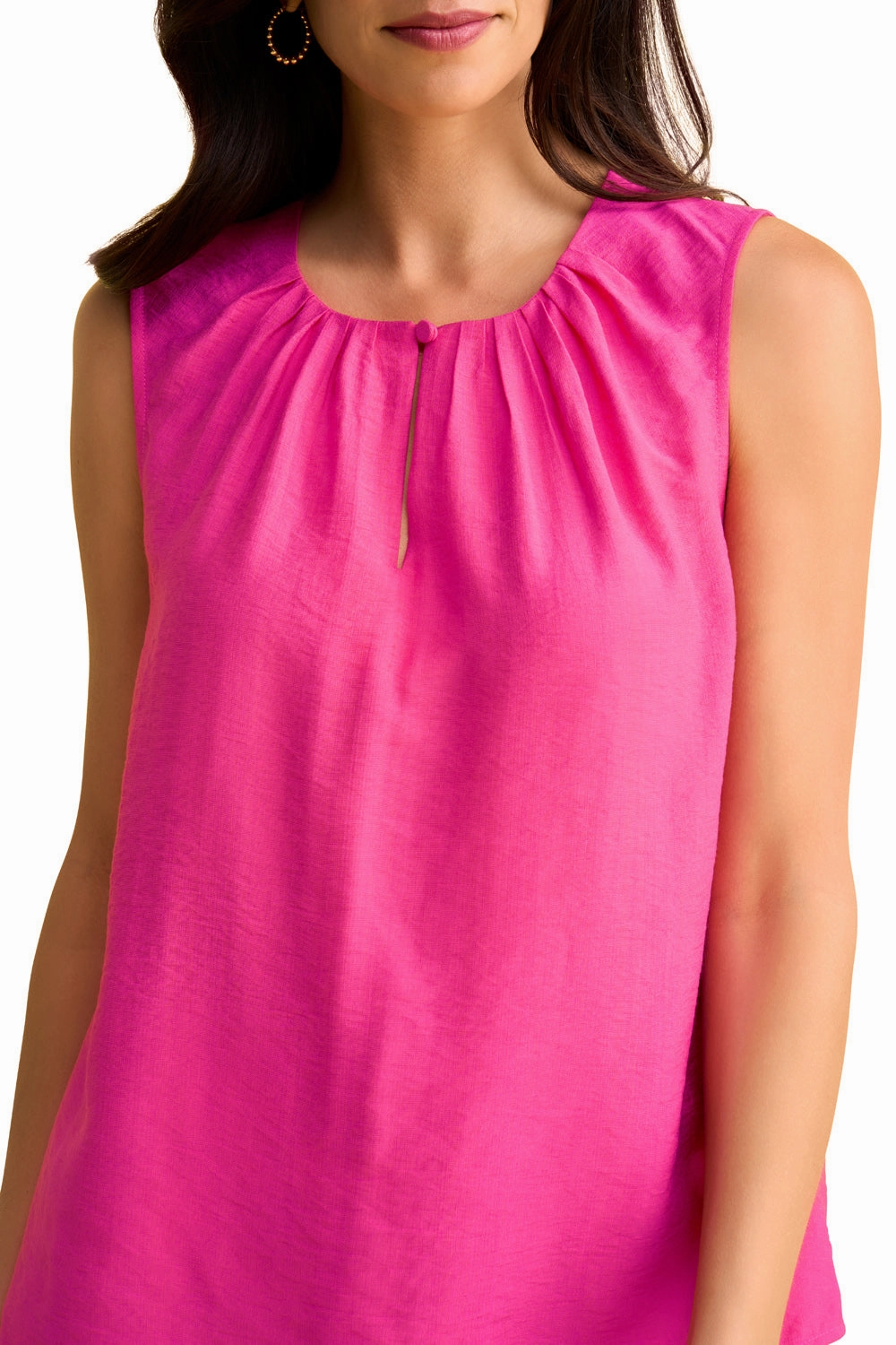 Pleat Detail Camisole - Bright Rose CushionedSupport Layered Ply Construction