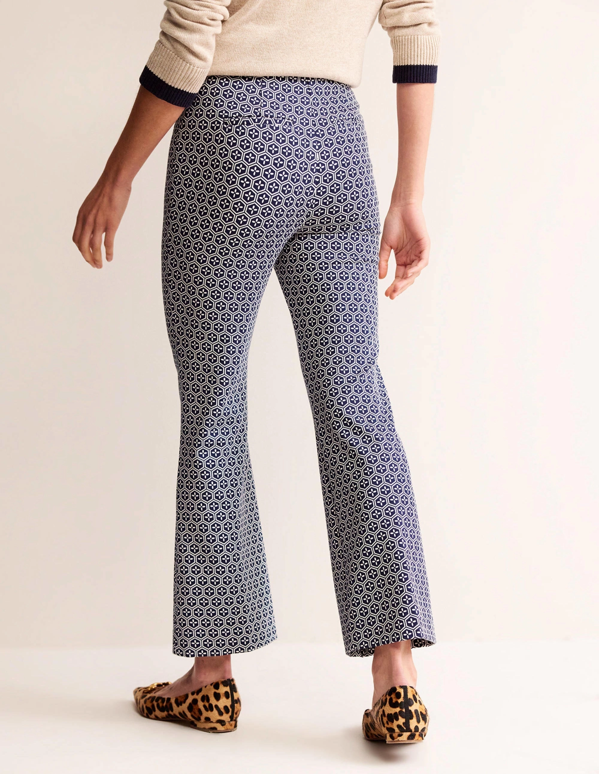 Ponte Pull on Kick Flare-French Navy Geo TaglessLabel