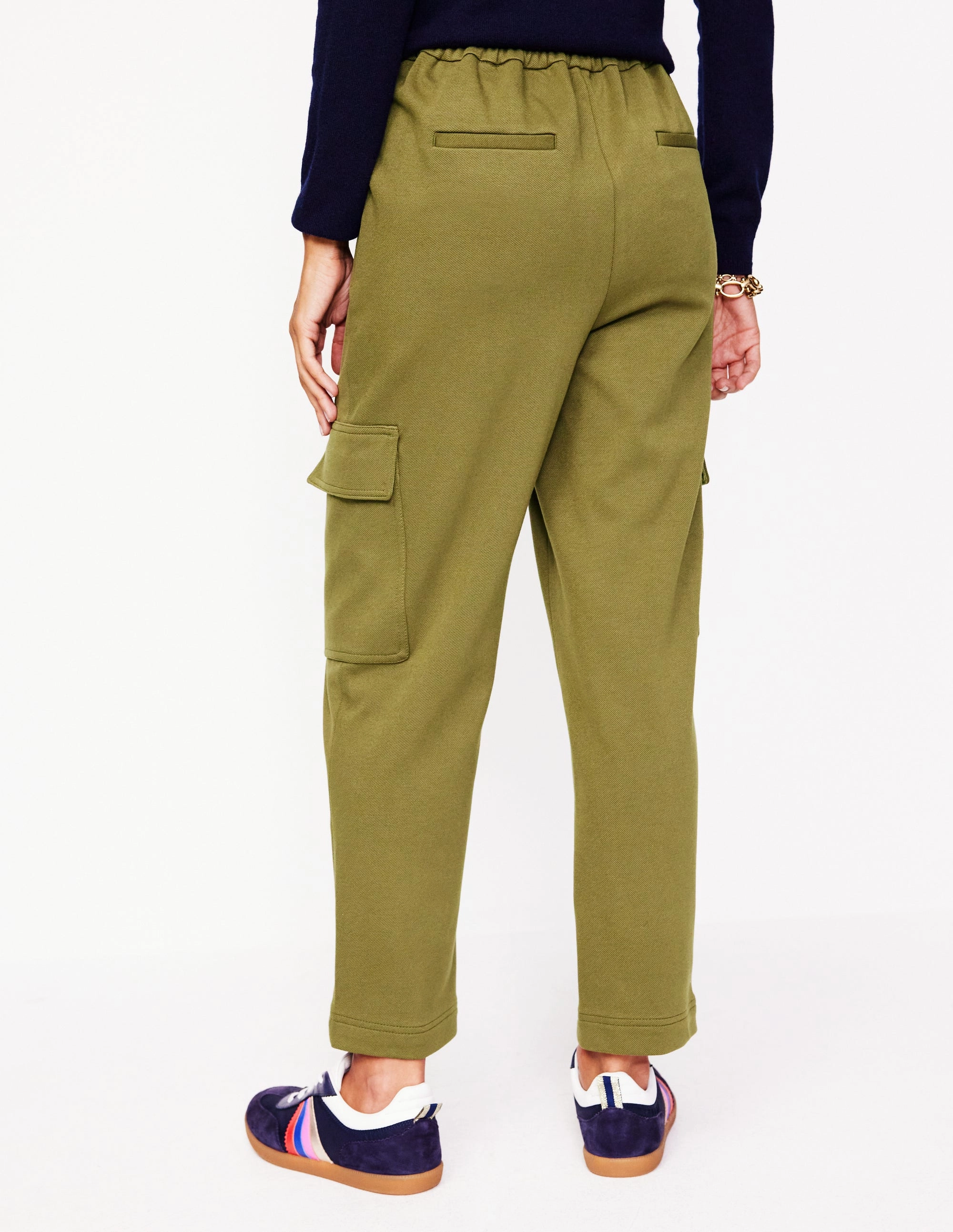 Ponte Twill Tapered Trousers-Oregano Non Binding Cuffs Flexible Comfort