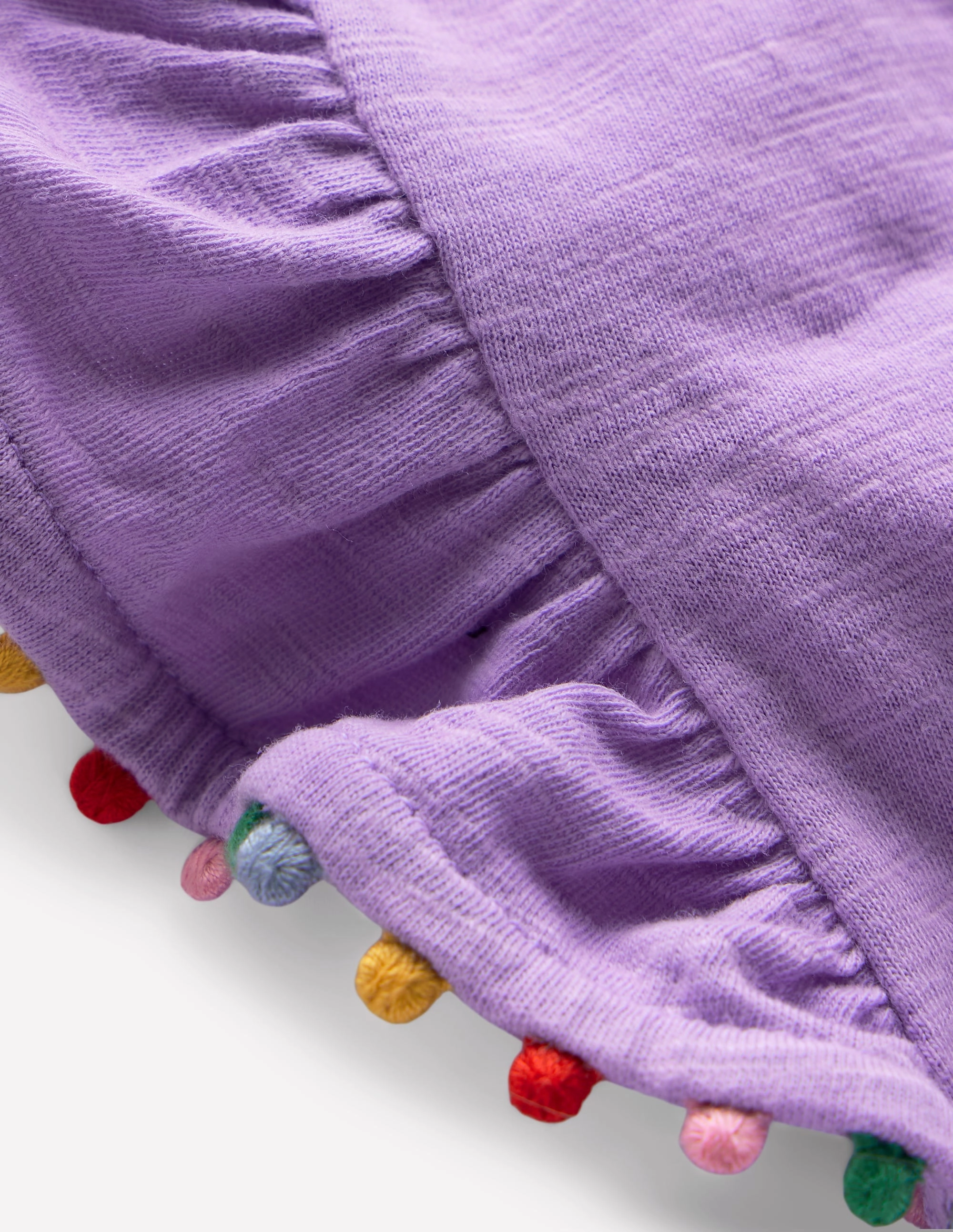 Soft Feel Holiday Trend Frill Sleeve Pom Top-Parma Violet Purple