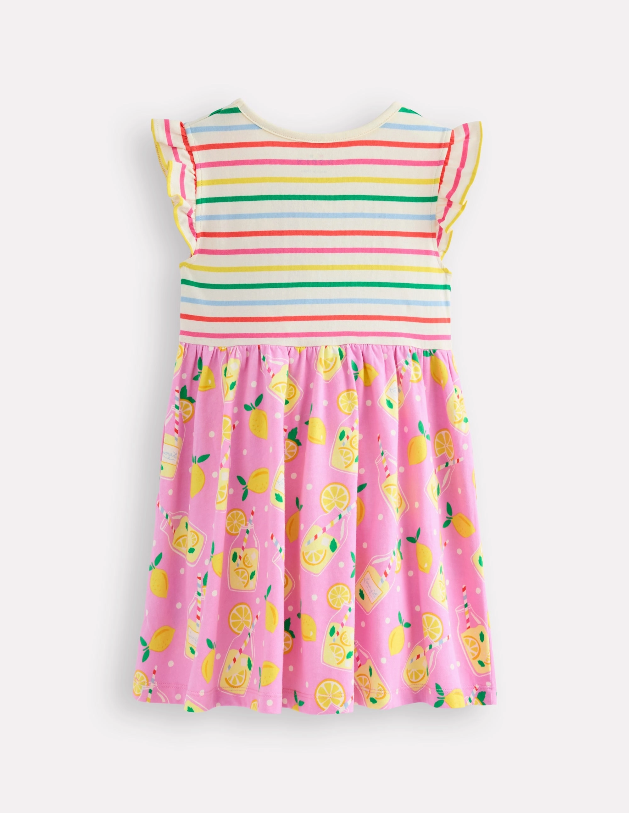 Occasion Ready Posie Frill Sleeve Dress-Chalk Pink Lemonade