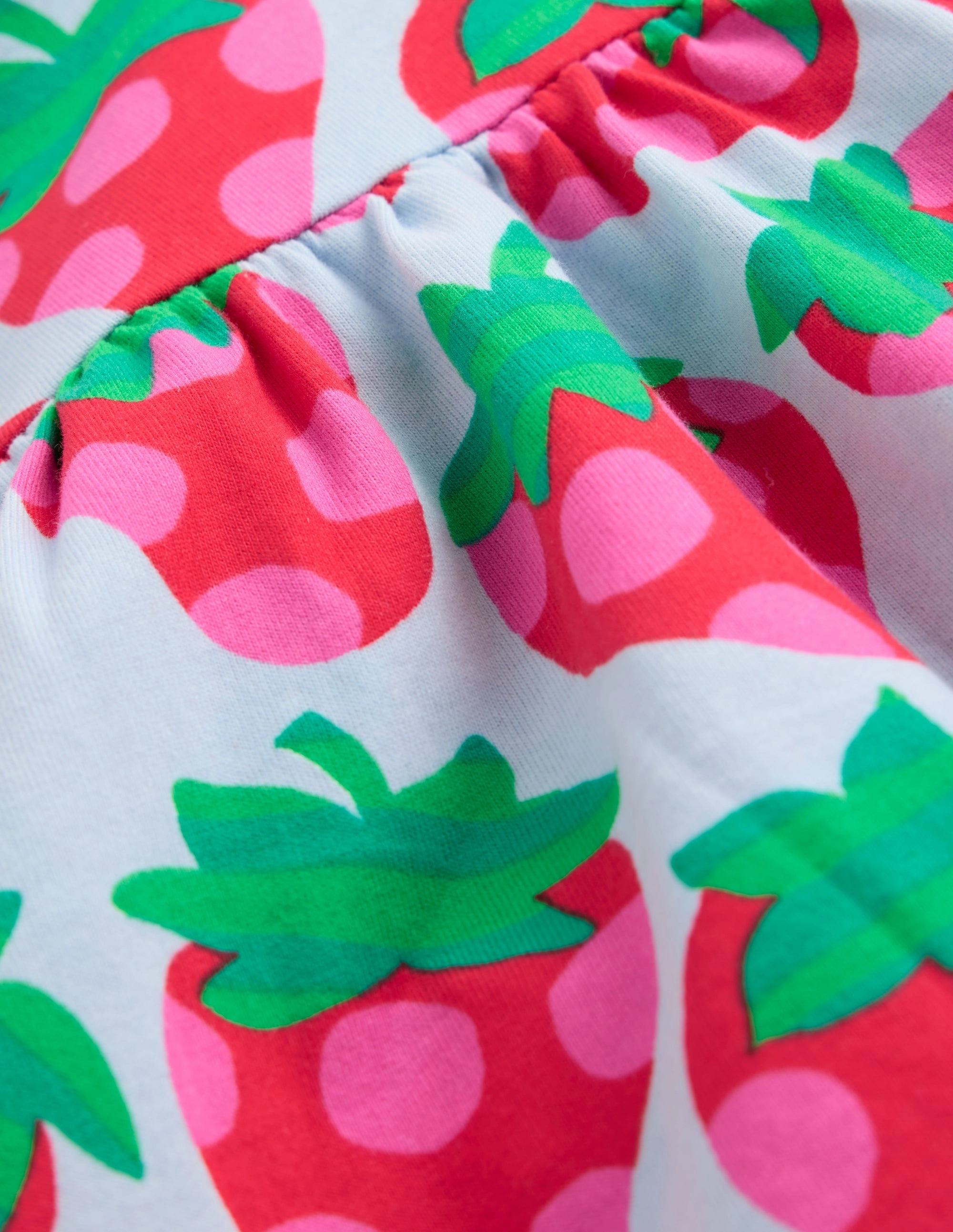 Classic Layering Posie Frill Sleeve Dress-Misty Blue Spotty Strawberry