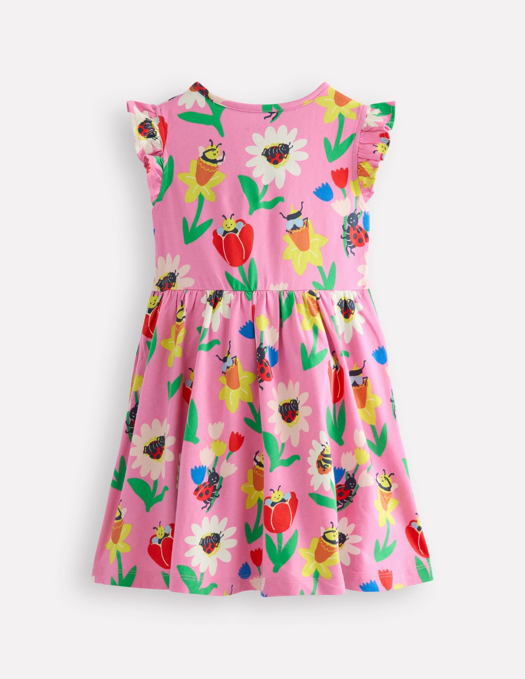 Work Vibe Hand-Wash Posie Frill Sleeve Dress-Sugared Lilac Spring Garden