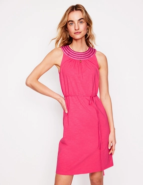 Eleni Embroidered Short Dress-Camelia Pink Fluid Shape